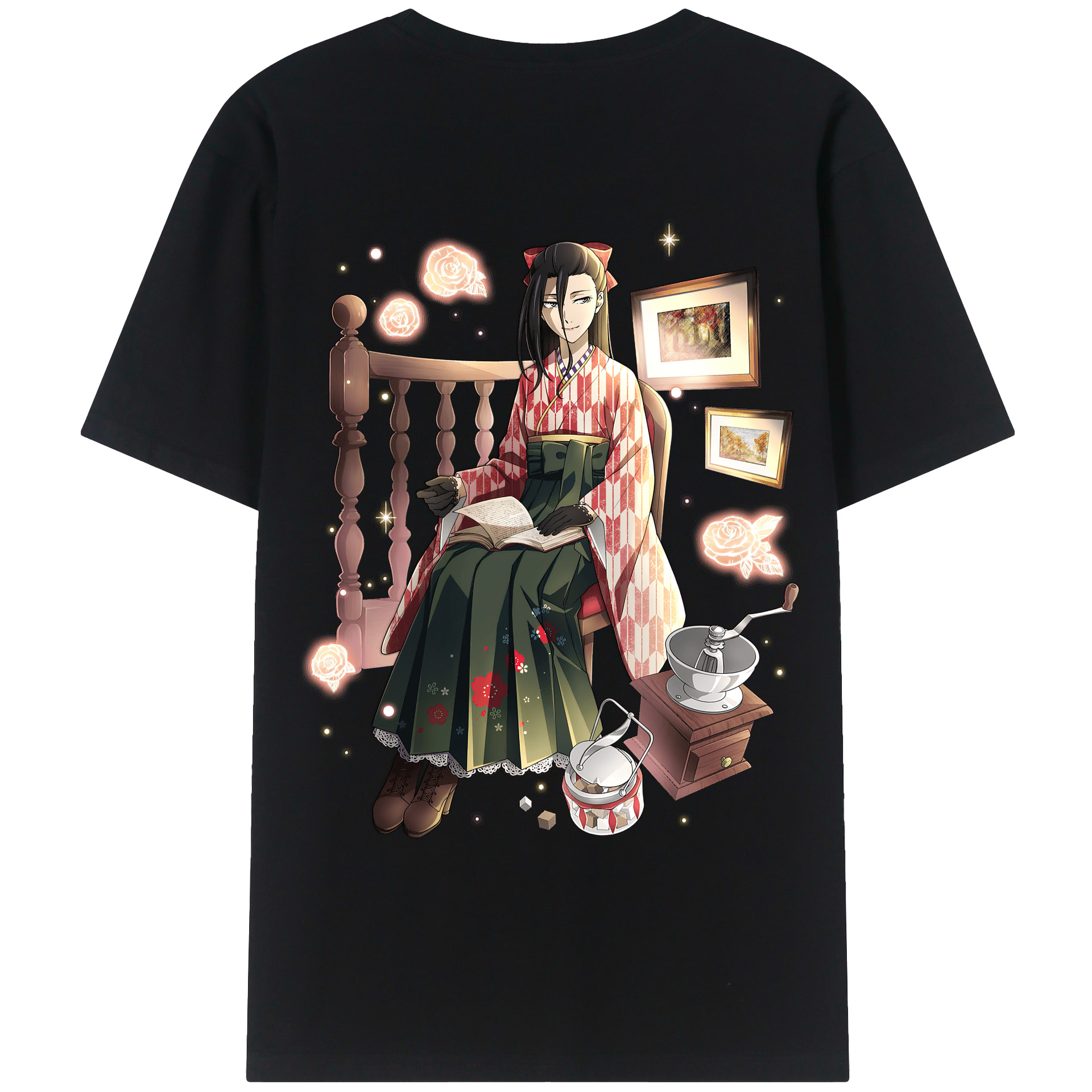 （画像用） 文豪ストレイドッグス Bungo Stray Dogs 綿100％ メンズ半袖Tシャツ（バックプリント） 通気性