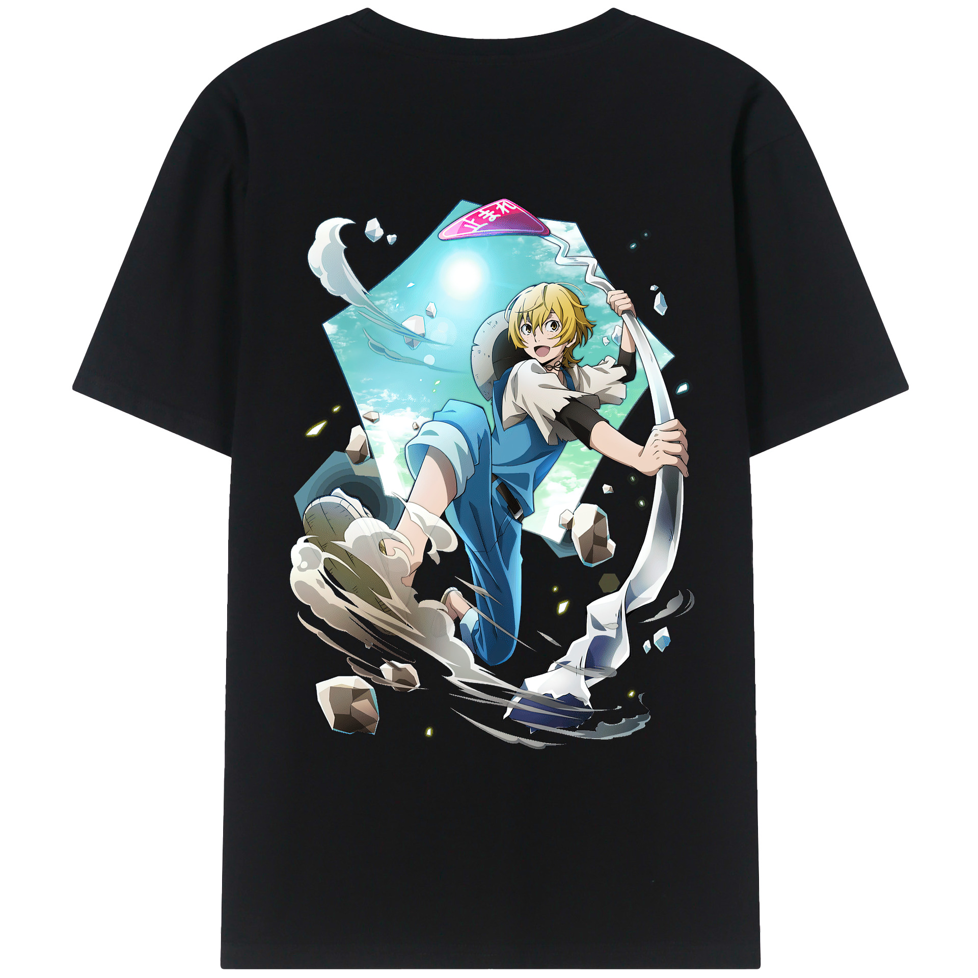 （画像用） 文豪ストレイドッグス Bungo Stray Dogs 綿100％ メンズ半袖Tシャツ（バックプリント） 通気性