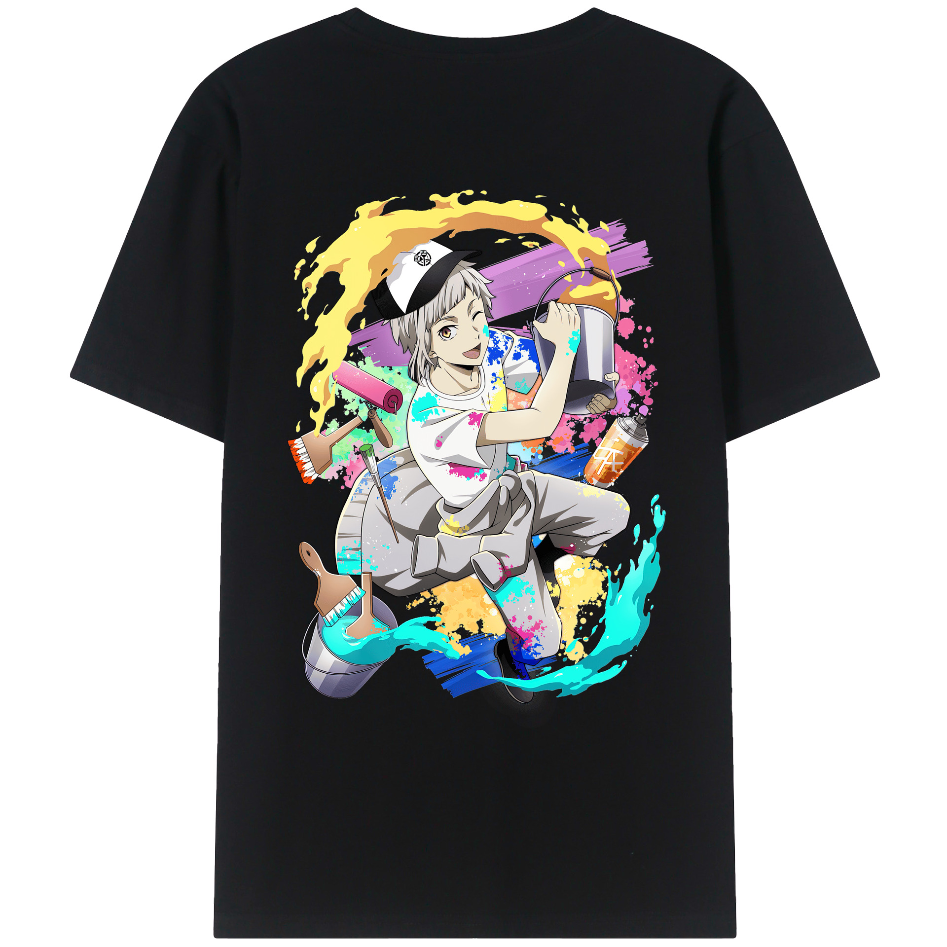 （画像用） 文豪ストレイドッグス Bungo Stray Dogs 綿100％ メンズ半袖Tシャツ（バックプリント） 通気性