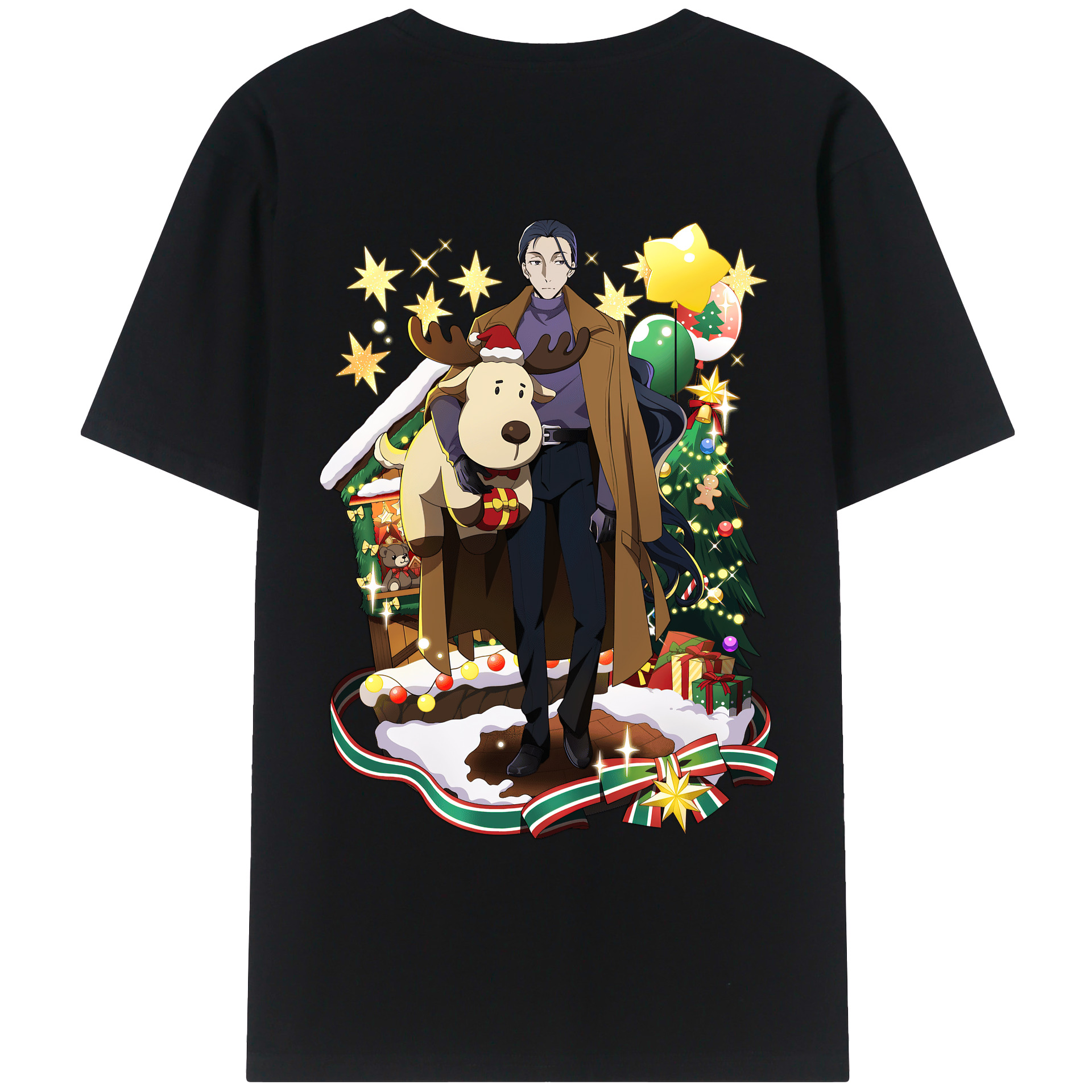 （画像用） 文豪ストレイドッグス Bungo Stray Dogs 綿100％ メンズ半袖Tシャツ（バックプリント） 通気性