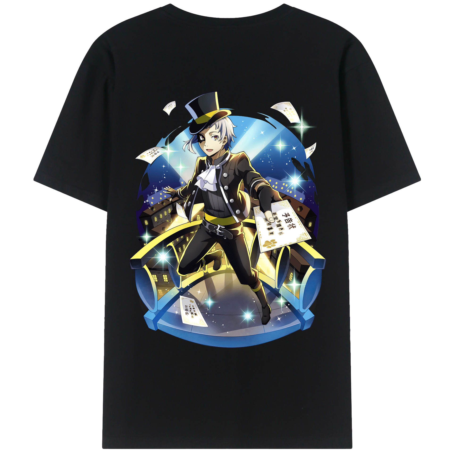 （画像用） 文豪ストレイドッグス Bungo Stray Dogs 綿100％ メンズ半袖Tシャツ（バックプリント） 通気性