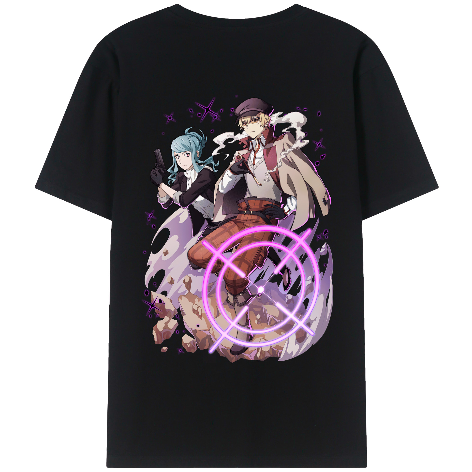 （画像用） 文豪ストレイドッグス Bungo Stray Dogs 綿100％ メンズ半袖Tシャツ（バックプリント） 通気性