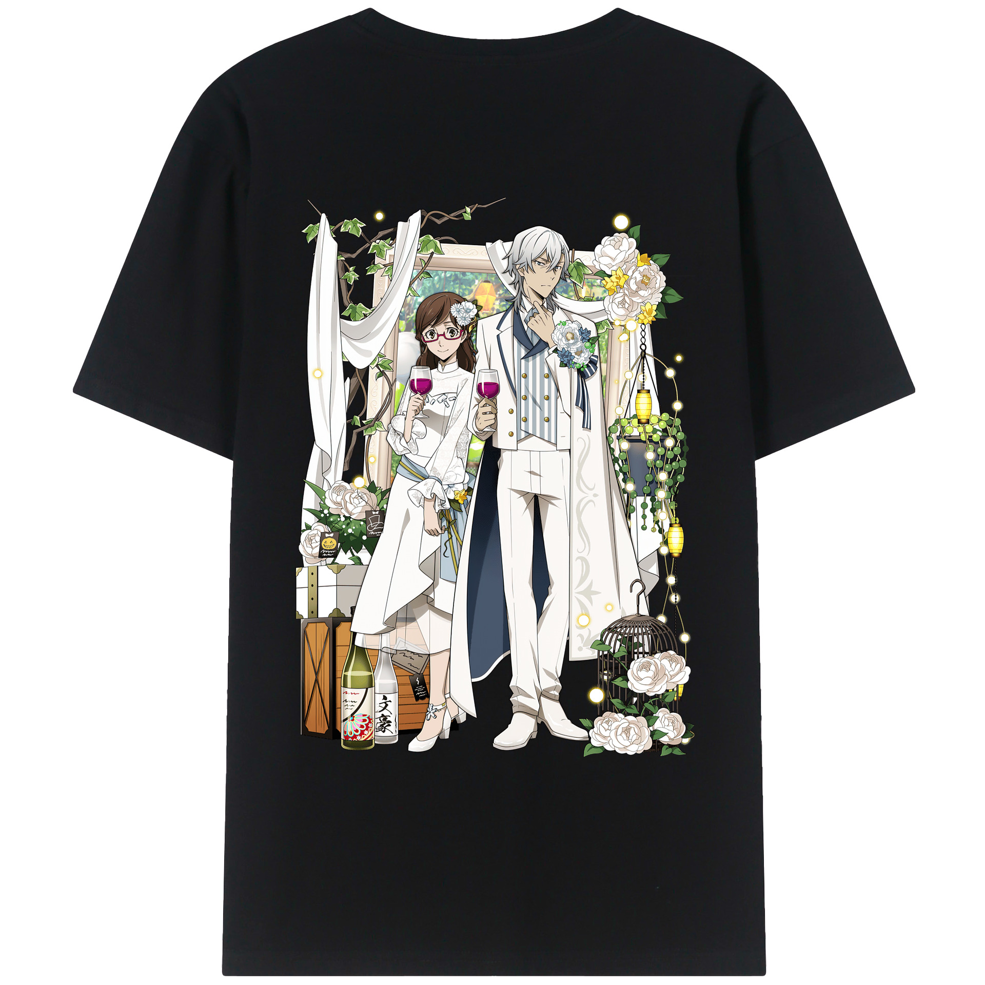 （画像用） 文豪ストレイドッグス Bungo Stray Dogs 綿100％ メンズ半袖Tシャツ（バックプリント） 通気性