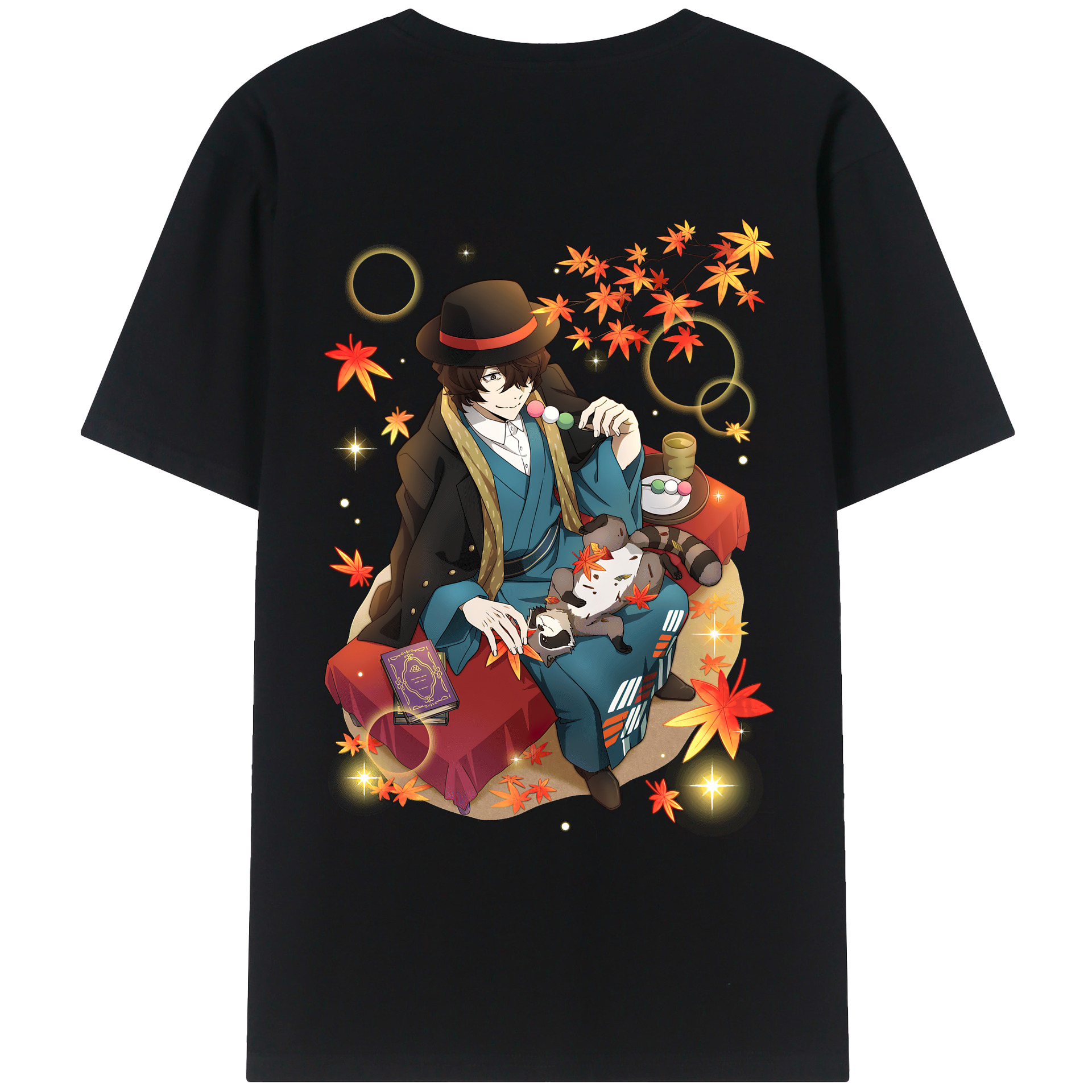 （画像用） 文豪ストレイドッグス Bungo Stray Dogs 綿100％ メンズ半袖Tシャツ（バックプリント） 通気性