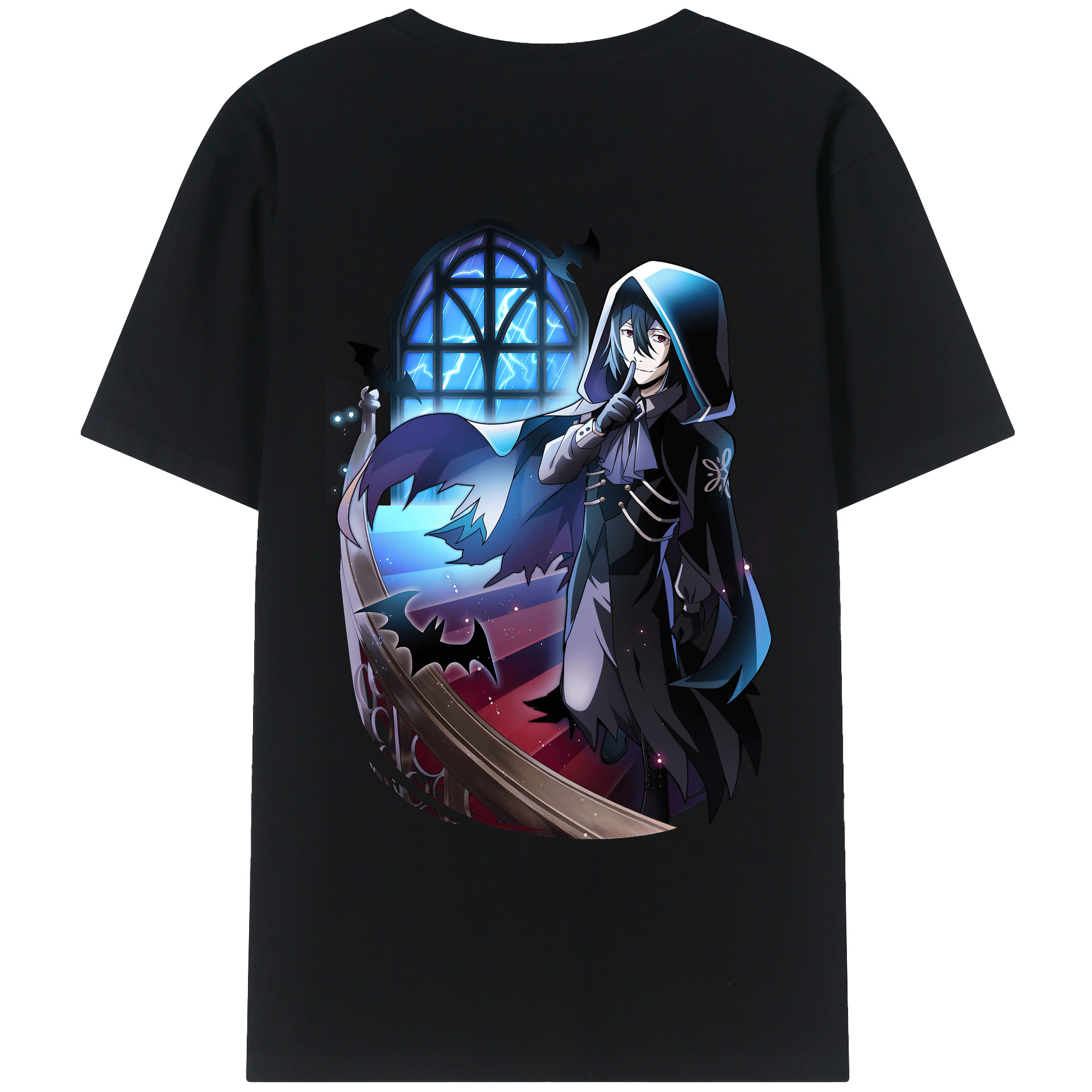 （画像用） 文豪ストレイドッグス Bungo Stray Dogs 綿100％ メンズ半袖Tシャツ（バックプリント） 通気性