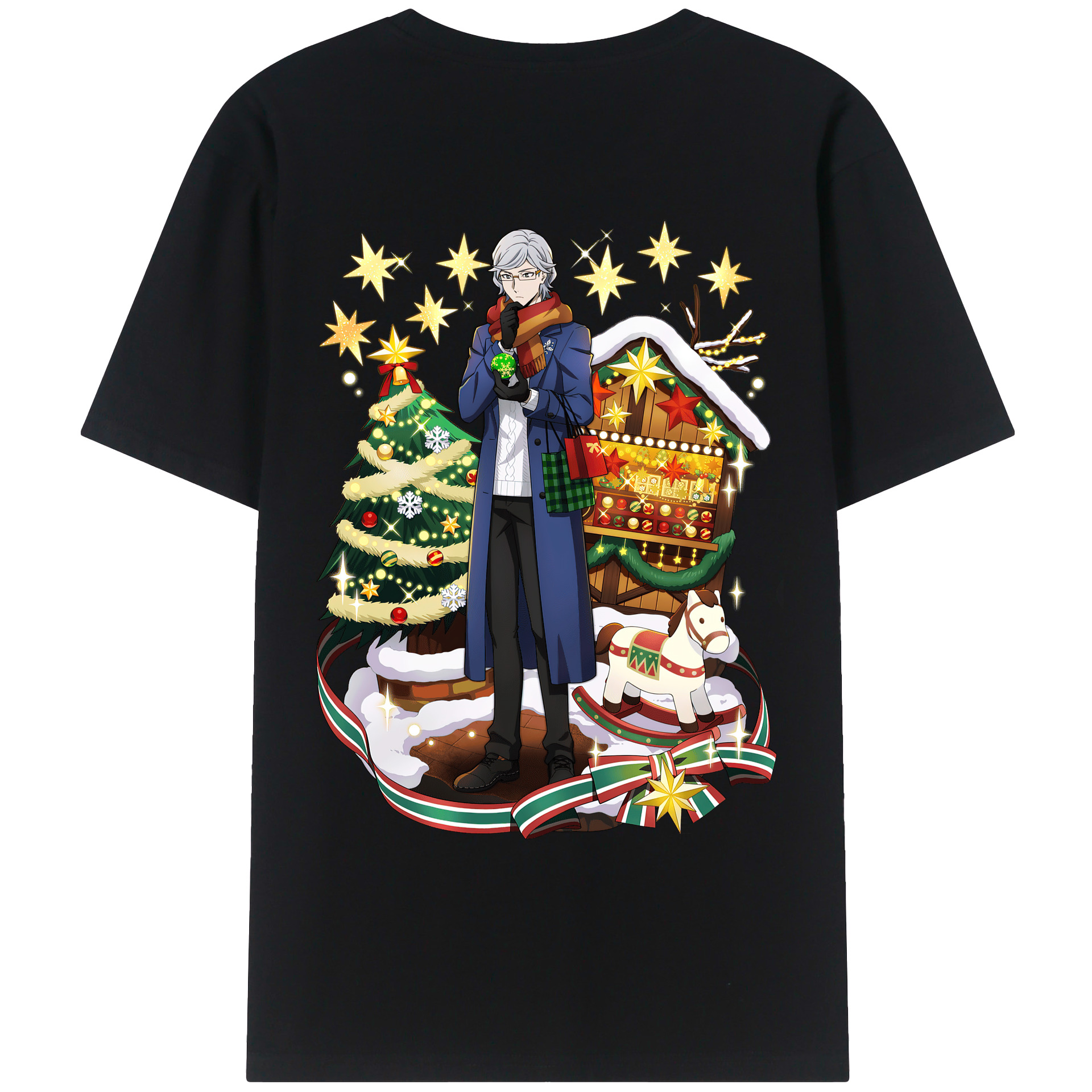 （画像用） 文豪ストレイドッグス Bungo Stray Dogs 綿100％ メンズ半袖Tシャツ（バックプリント） 通気性