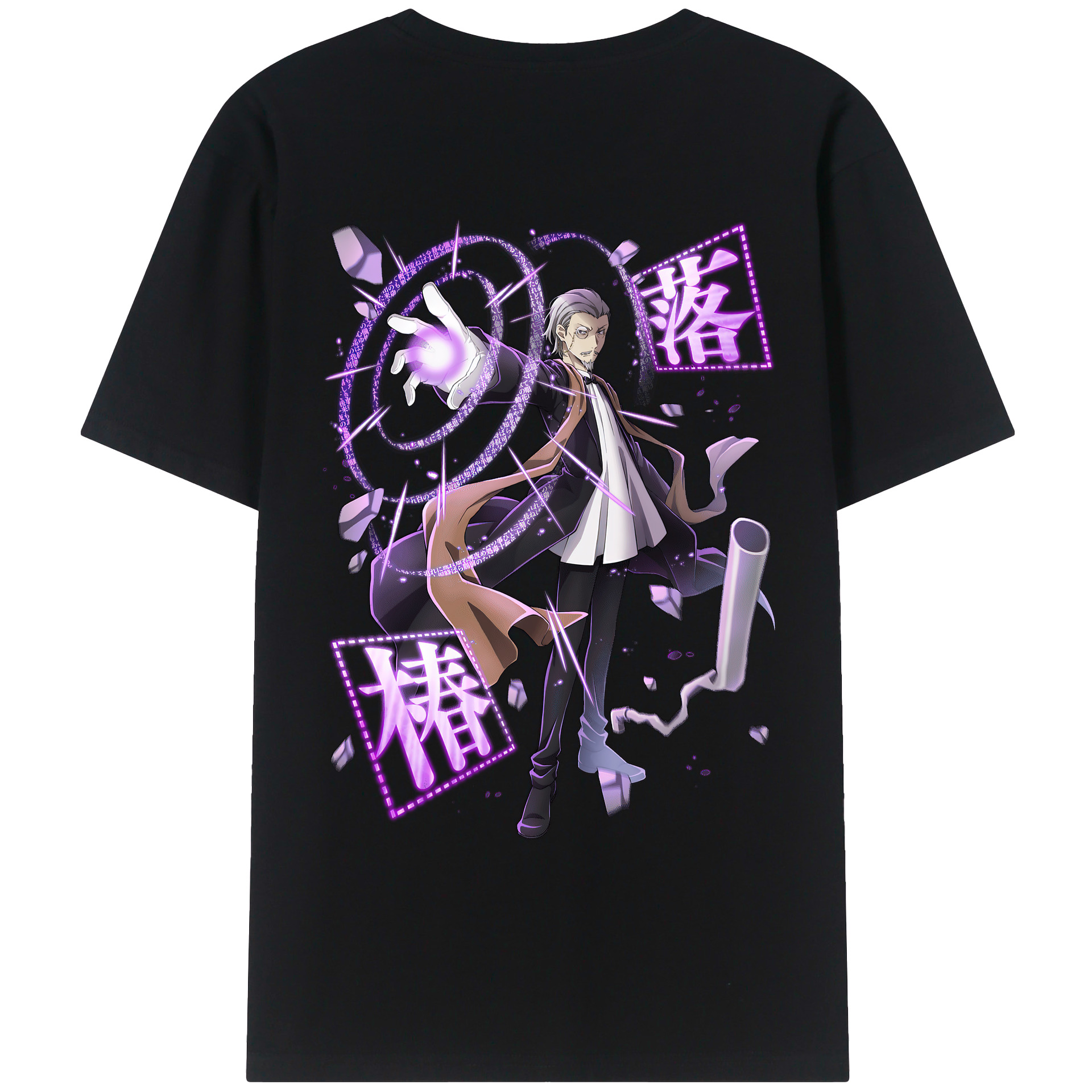 （画像用） 文豪ストレイドッグス Bungo Stray Dogs 綿100％ メンズ半袖Tシャツ（バックプリント） 通気性