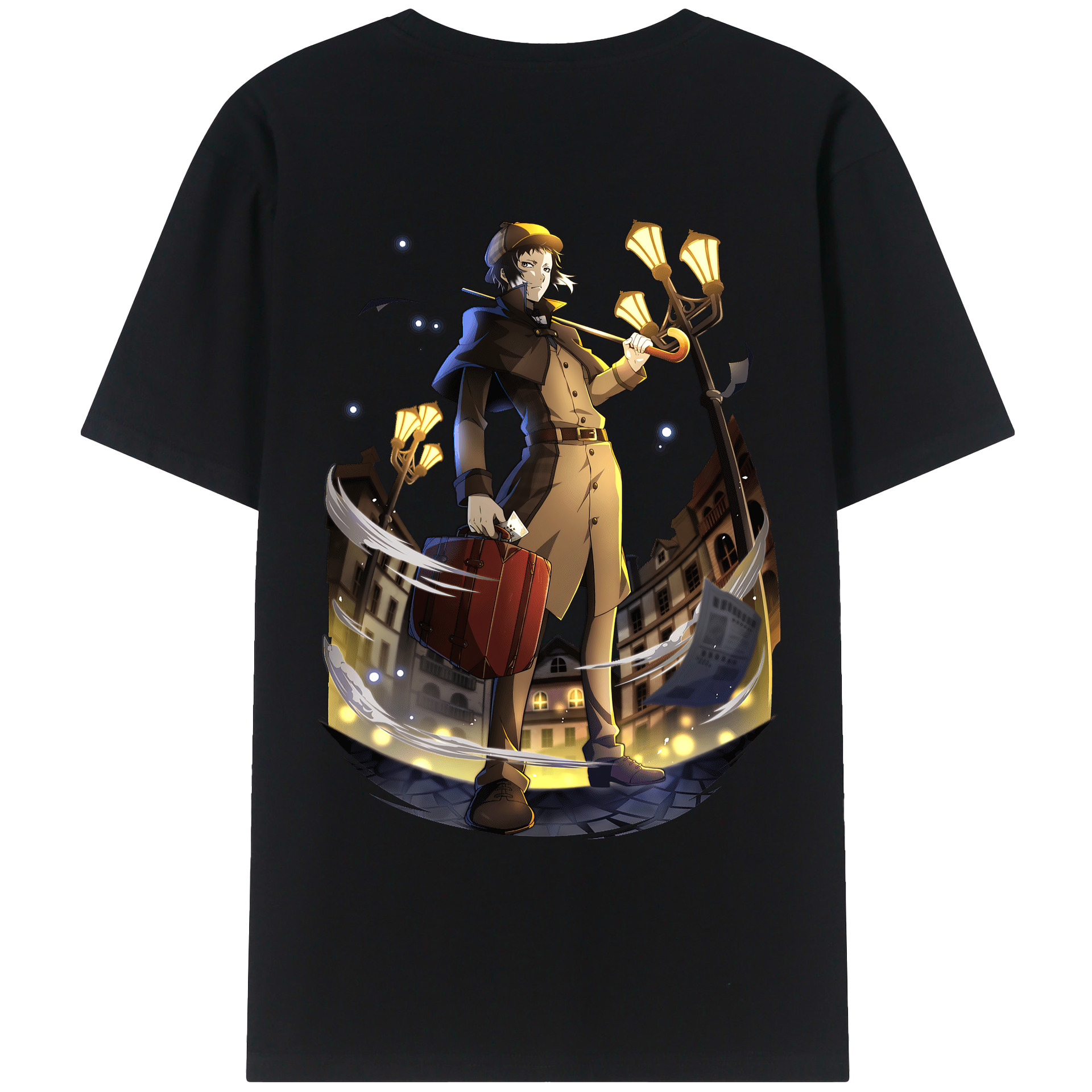（画像用） 文豪ストレイドッグス Bungo Stray Dogs 綿100％ メンズ半袖Tシャツ（バックプリント） 通気性