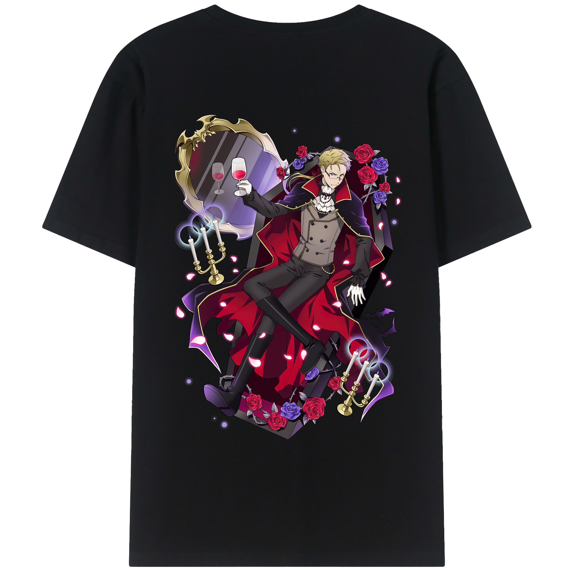 （画像用） 文豪ストレイドッグス Bungo Stray Dogs 綿100％ メンズ半袖Tシャツ（バックプリント） 通気性