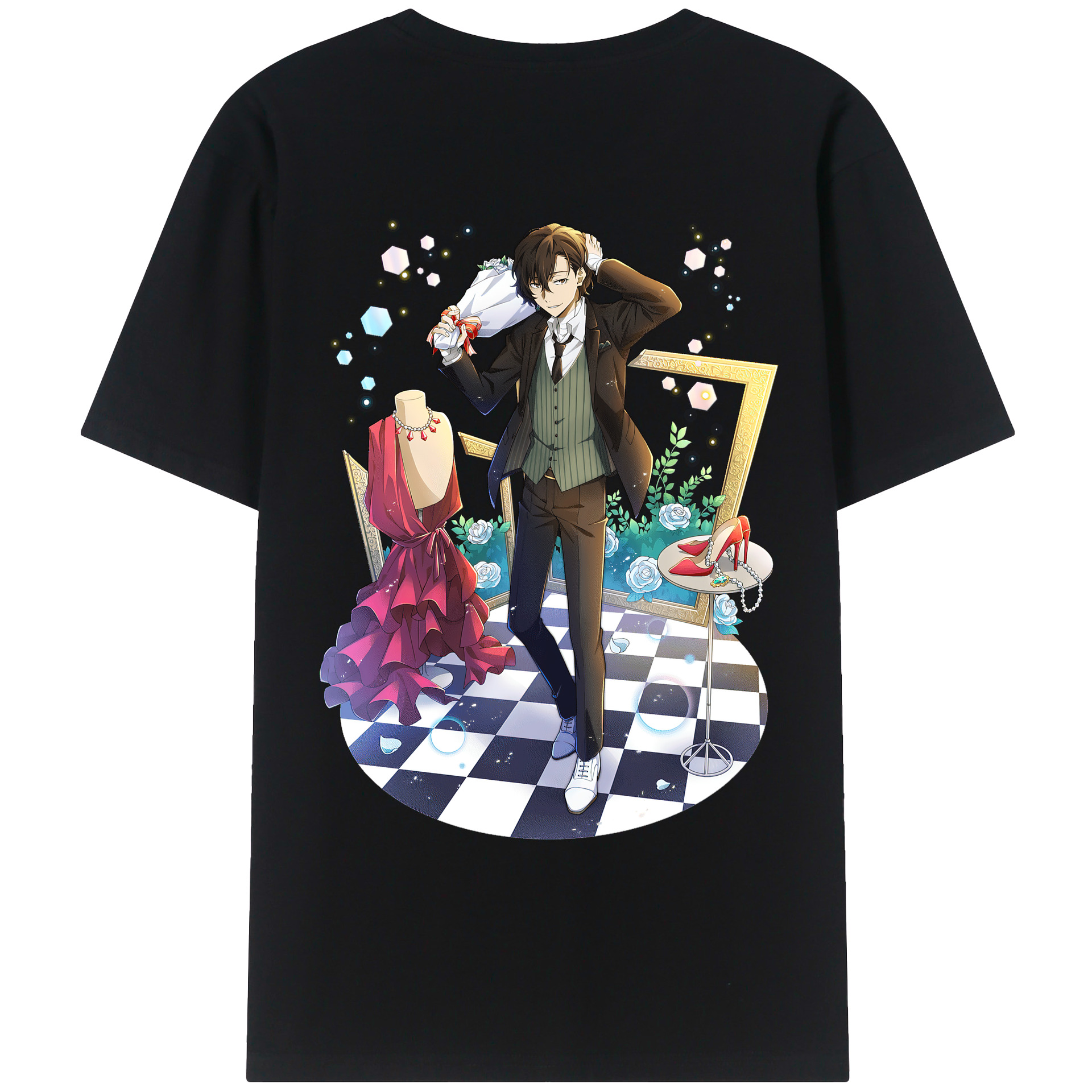 （画像用） 文豪ストレイドッグス Bungo Stray Dogs 綿100％ メンズ半袖Tシャツ（バックプリント） 通気性
