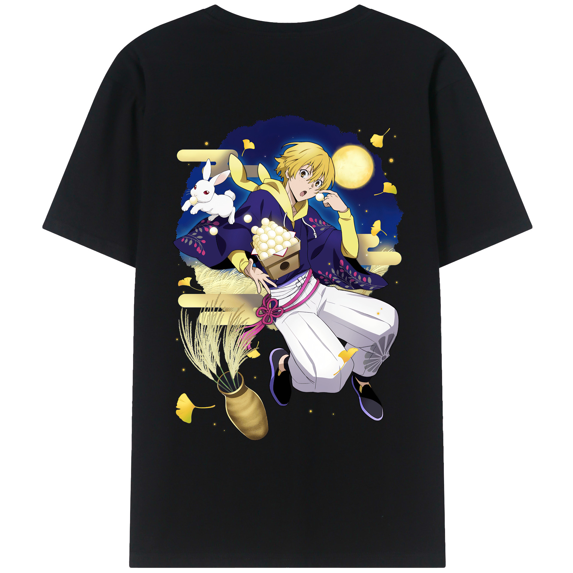 （画像用） 文豪ストレイドッグス Bungo Stray Dogs 綿100％ メンズ半袖Tシャツ（バックプリント） 通気性