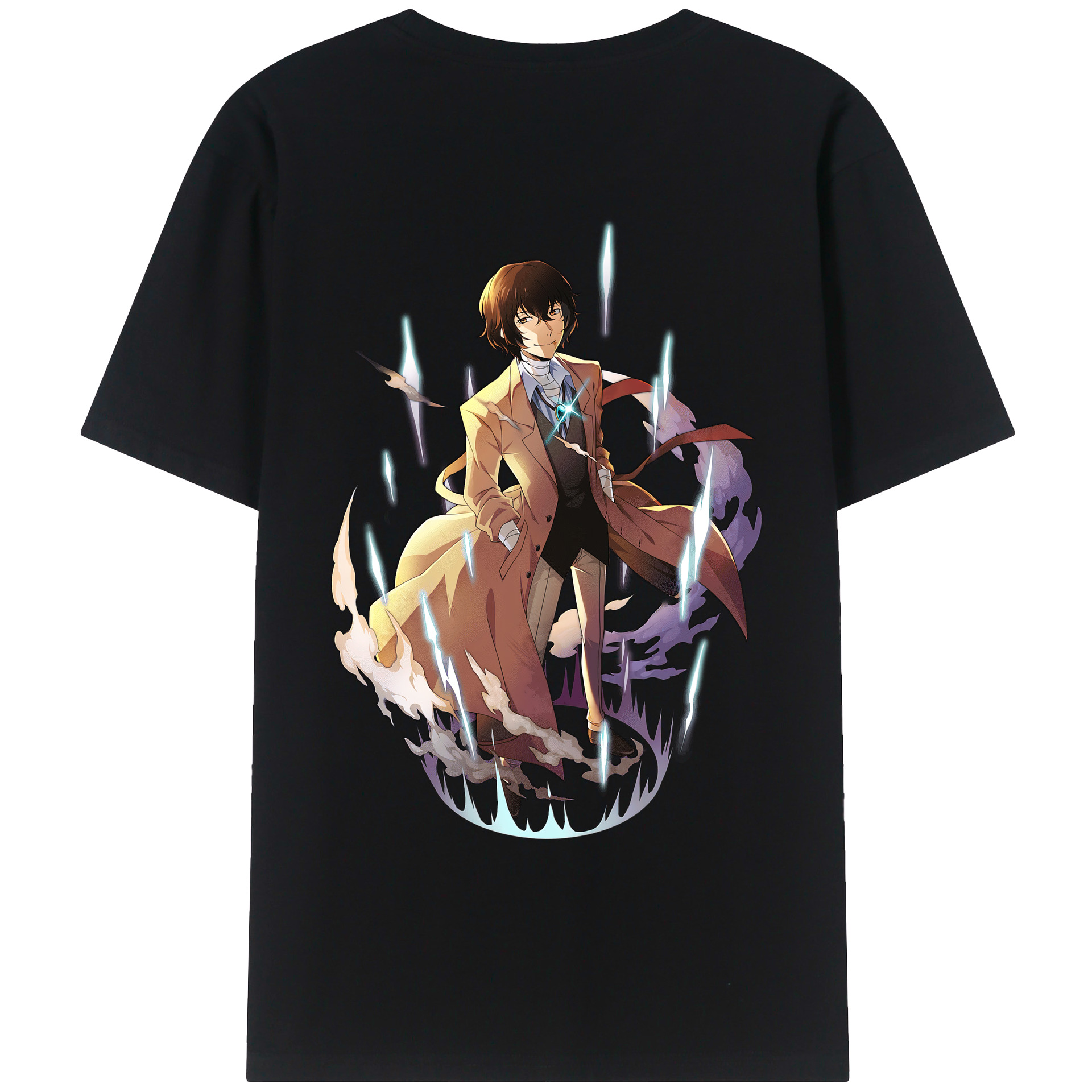 （画像用） 文豪ストレイドッグス Bungo Stray Dogs 綿100％ メンズ半袖Tシャツ（バックプリント） 通気性