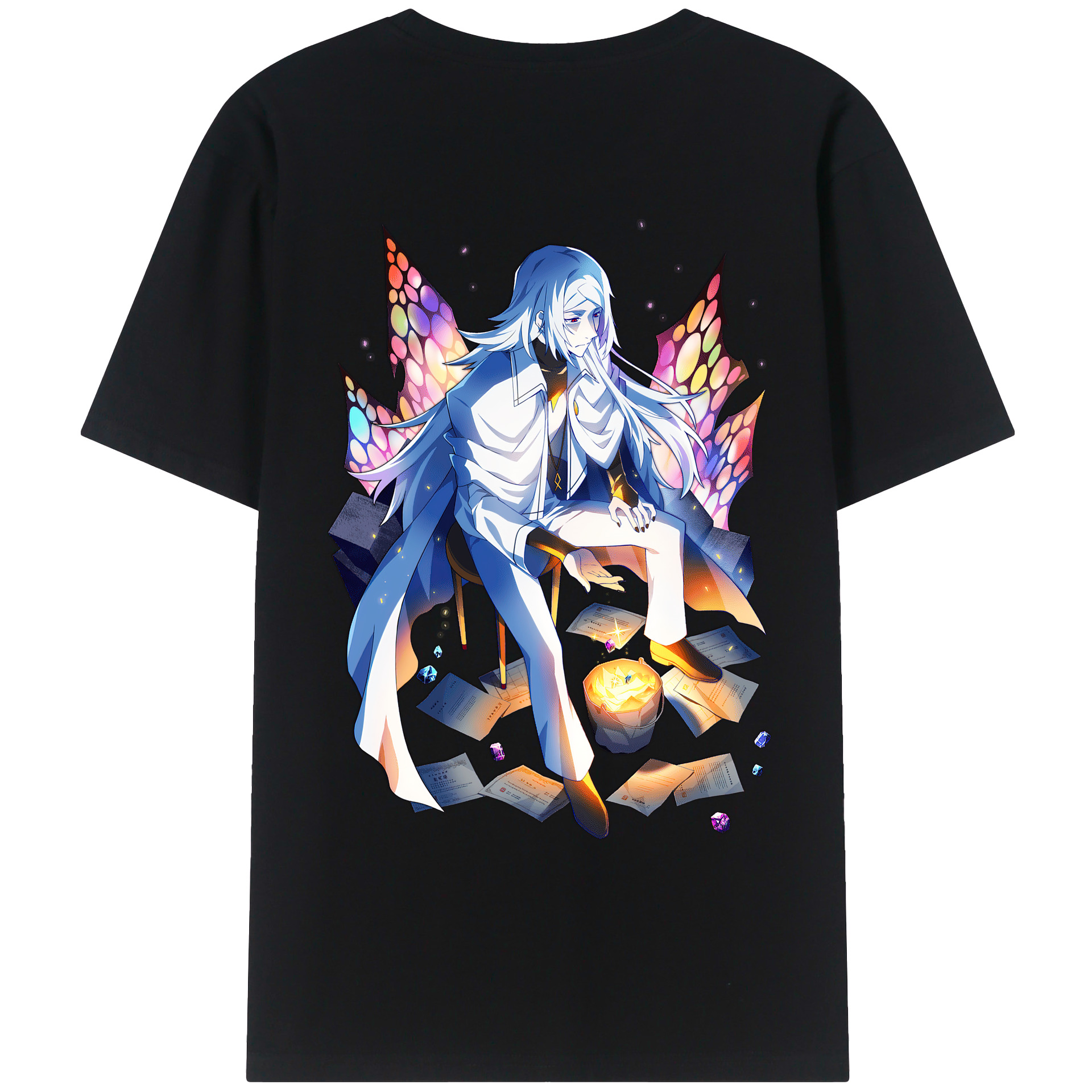 （画像用） 文豪ストレイドッグス Bungo Stray Dogs 綿100％ メンズ半袖Tシャツ（バックプリント） 通気性