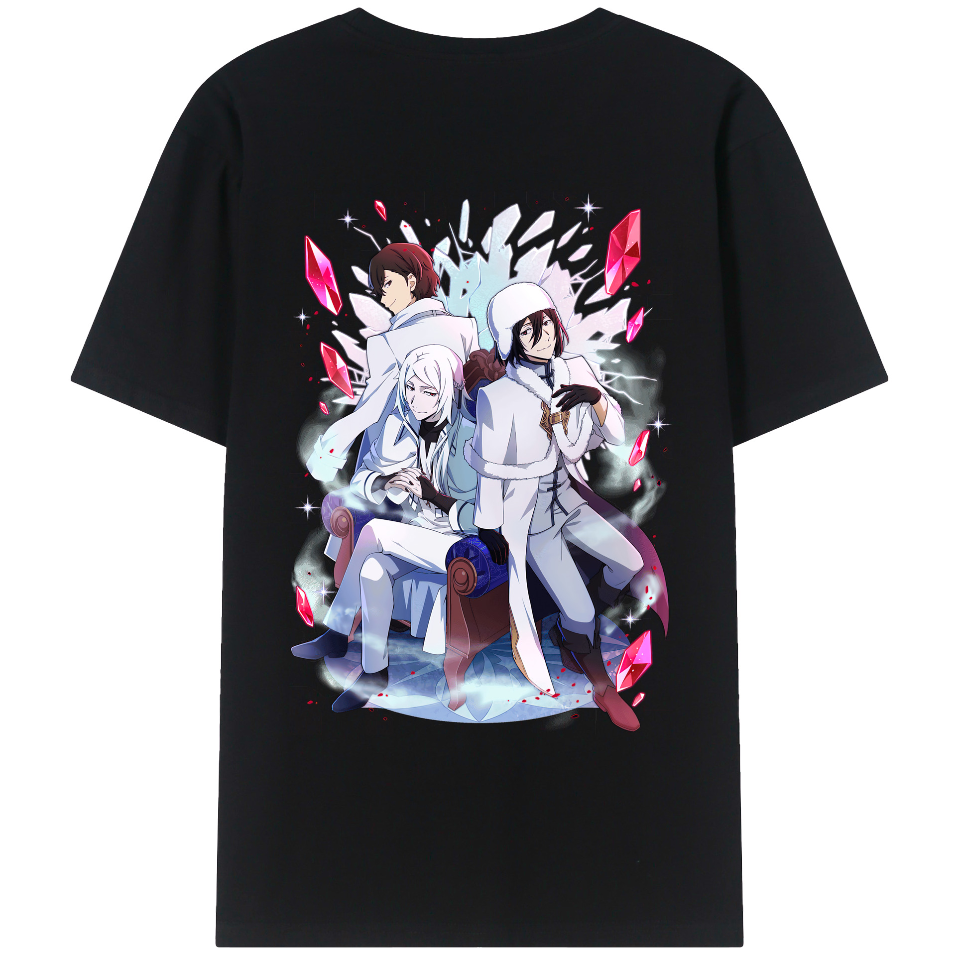（画像用） 文豪ストレイドッグス Bungo Stray Dogs 綿100％ メンズ半袖Tシャツ（バックプリント） 通気性