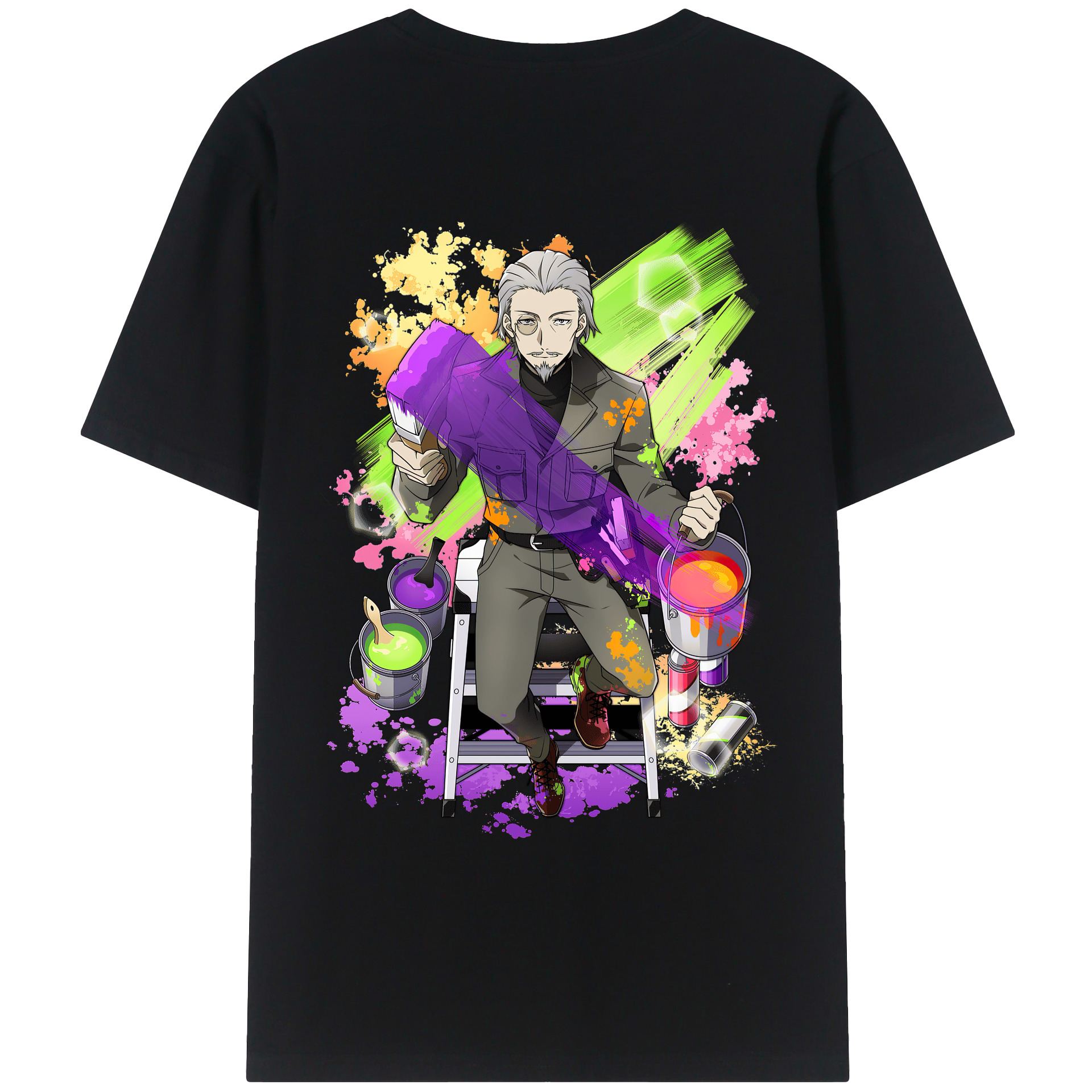 （画像用） 文豪ストレイドッグス Bungo Stray Dogs 綿100％ メンズ半袖Tシャツ（バックプリント） 通気性