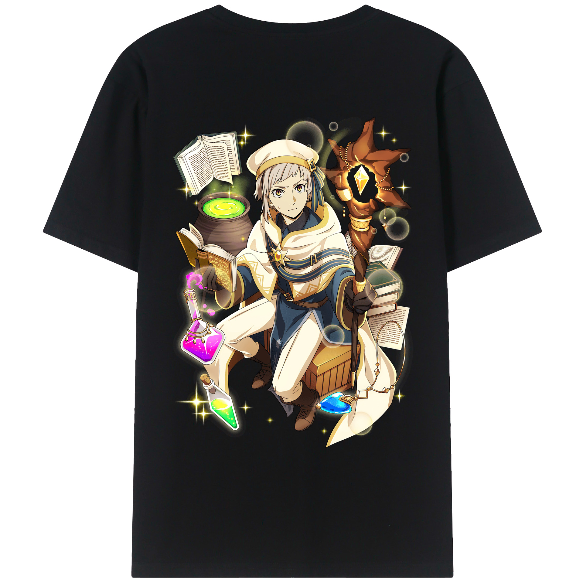 （画像用） 文豪ストレイドッグス Bungo Stray Dogs 綿100％ メンズ半袖Tシャツ（バックプリント） 通気性