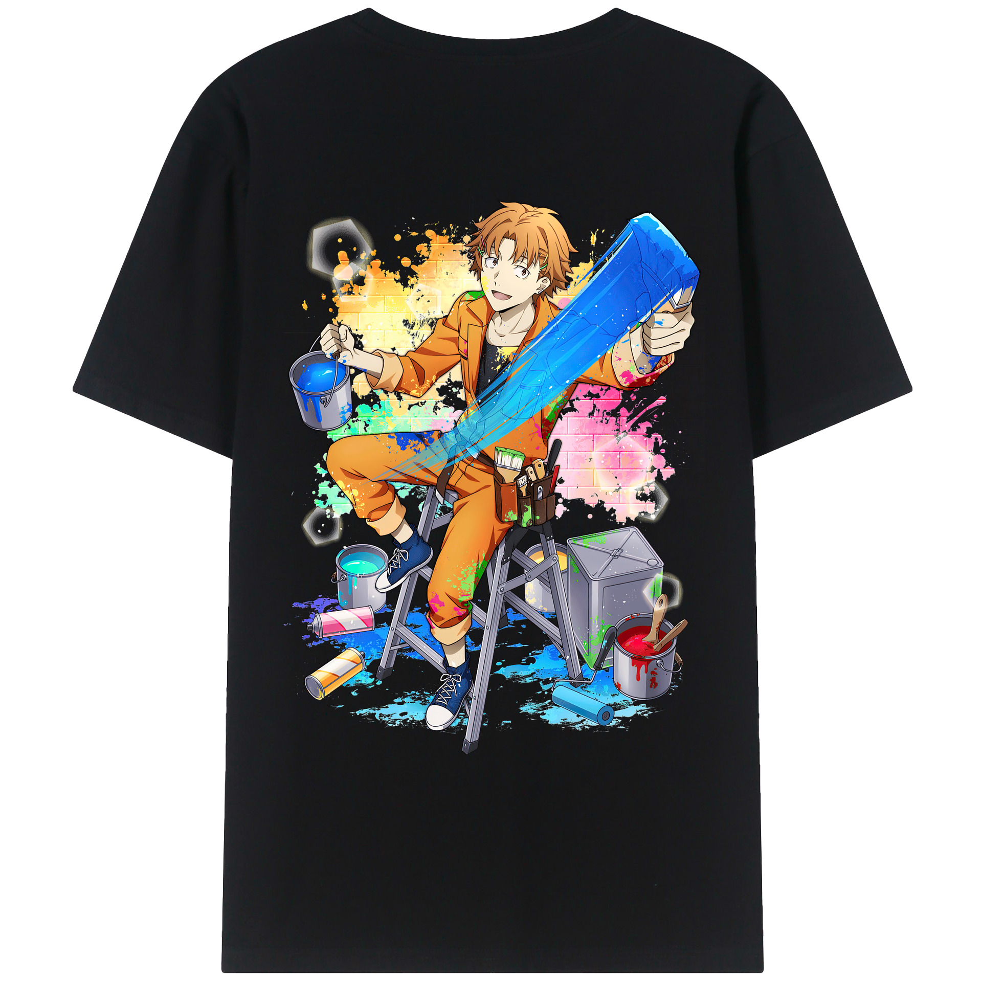 （画像用） 文豪ストレイドッグス Bungo Stray Dogs 綿100％ メンズ半袖Tシャツ（バックプリント） 通気性