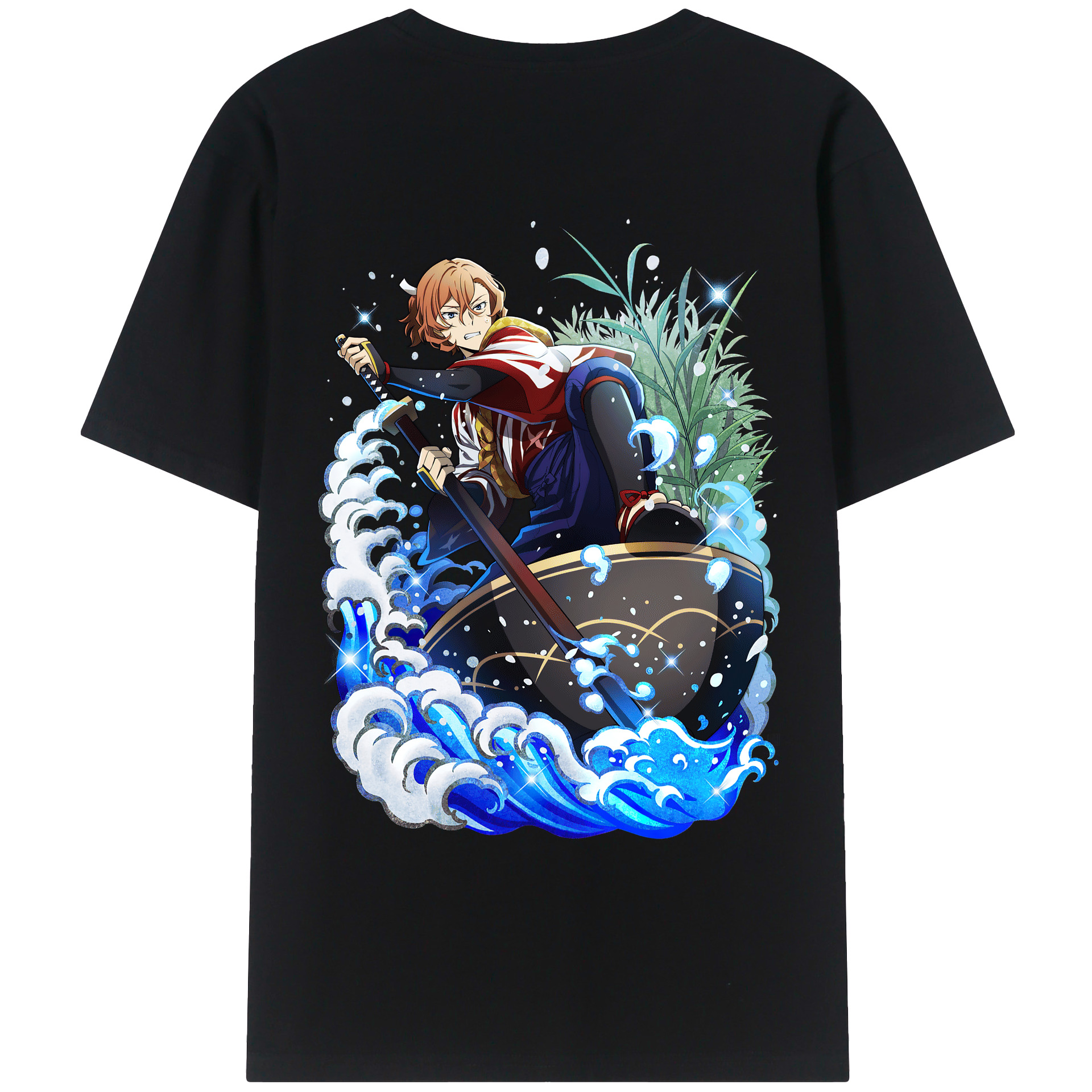 （画像用） 文豪ストレイドッグス Bungo Stray Dogs 綿100％ メンズ半袖Tシャツ（バックプリント） 通気性