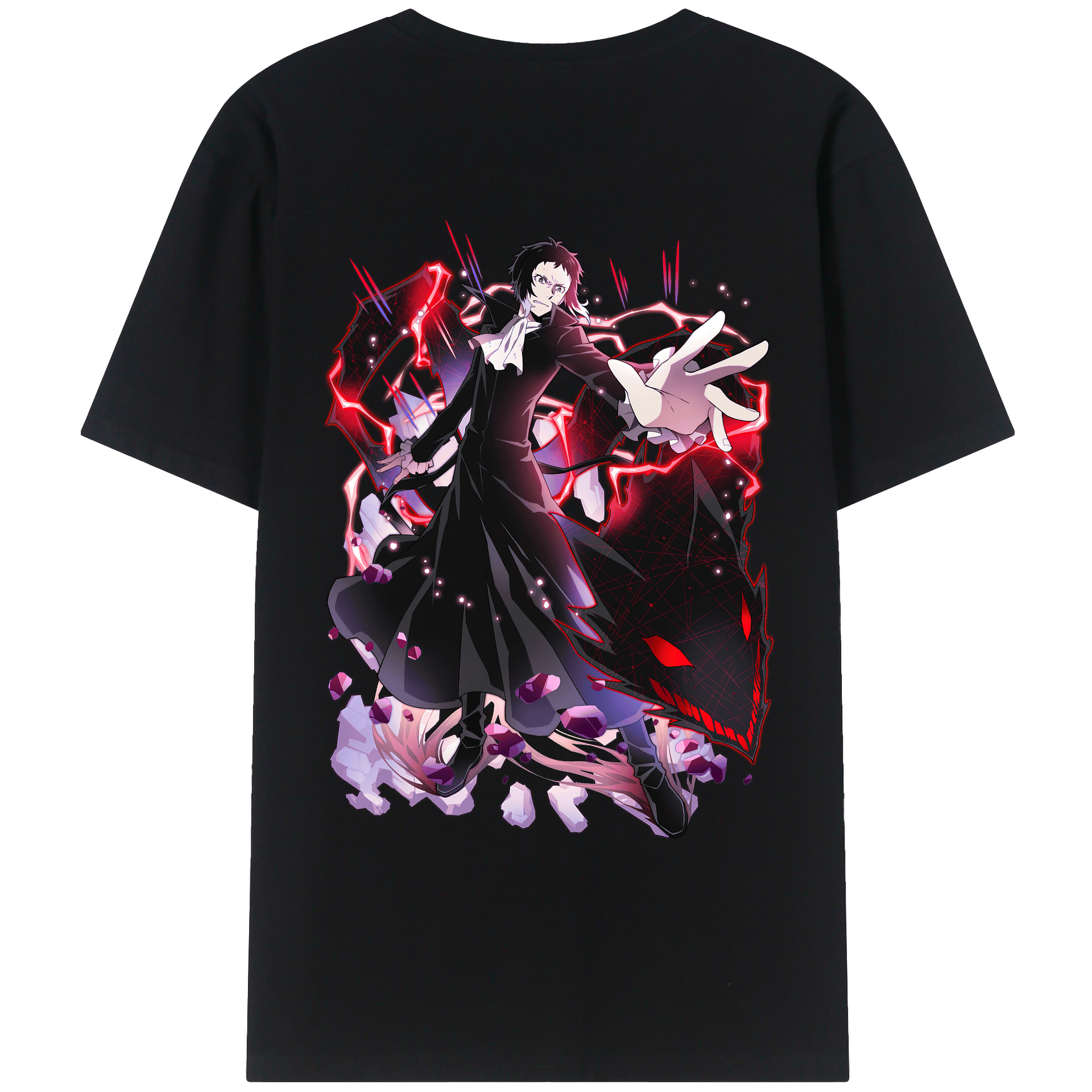（画像用） 文豪ストレイドッグス Bungo Stray Dogs 綿100％ メンズ半袖Tシャツ（バックプリント） 通気性