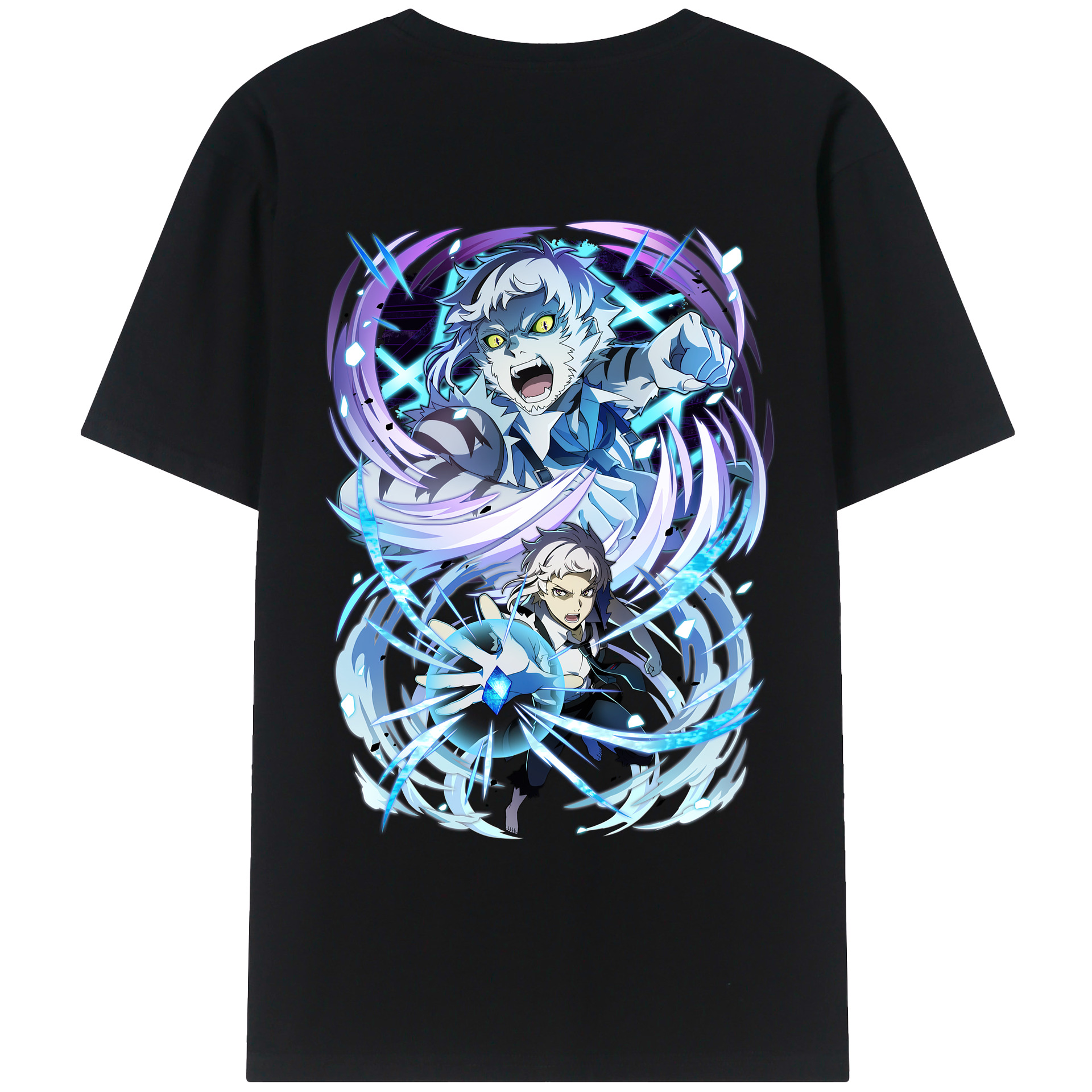 （画像用） 文豪ストレイドッグス Bungo Stray Dogs 綿100％ メンズ半袖Tシャツ（バックプリント） 通気性