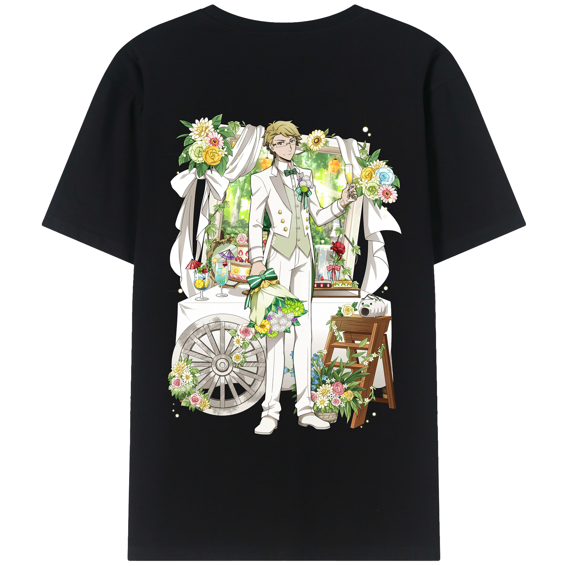 （画像用） 文豪ストレイドッグス Bungo Stray Dogs 綿100％ メンズ半袖Tシャツ（バックプリント） 通気性