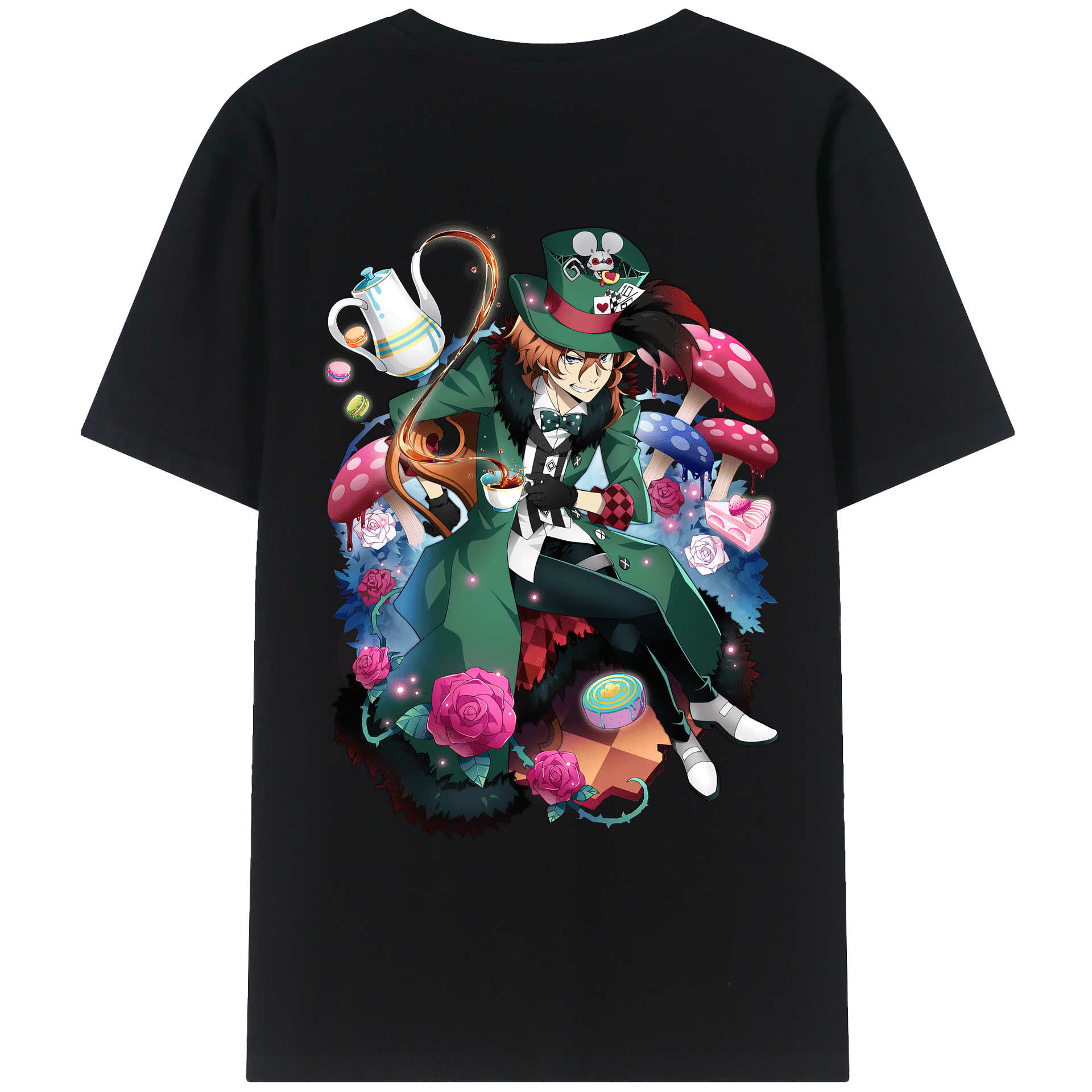 （画像用） 文豪ストレイドッグス Bungo Stray Dogs 綿100％ メンズ半袖Tシャツ（バックプリント） 通気性
