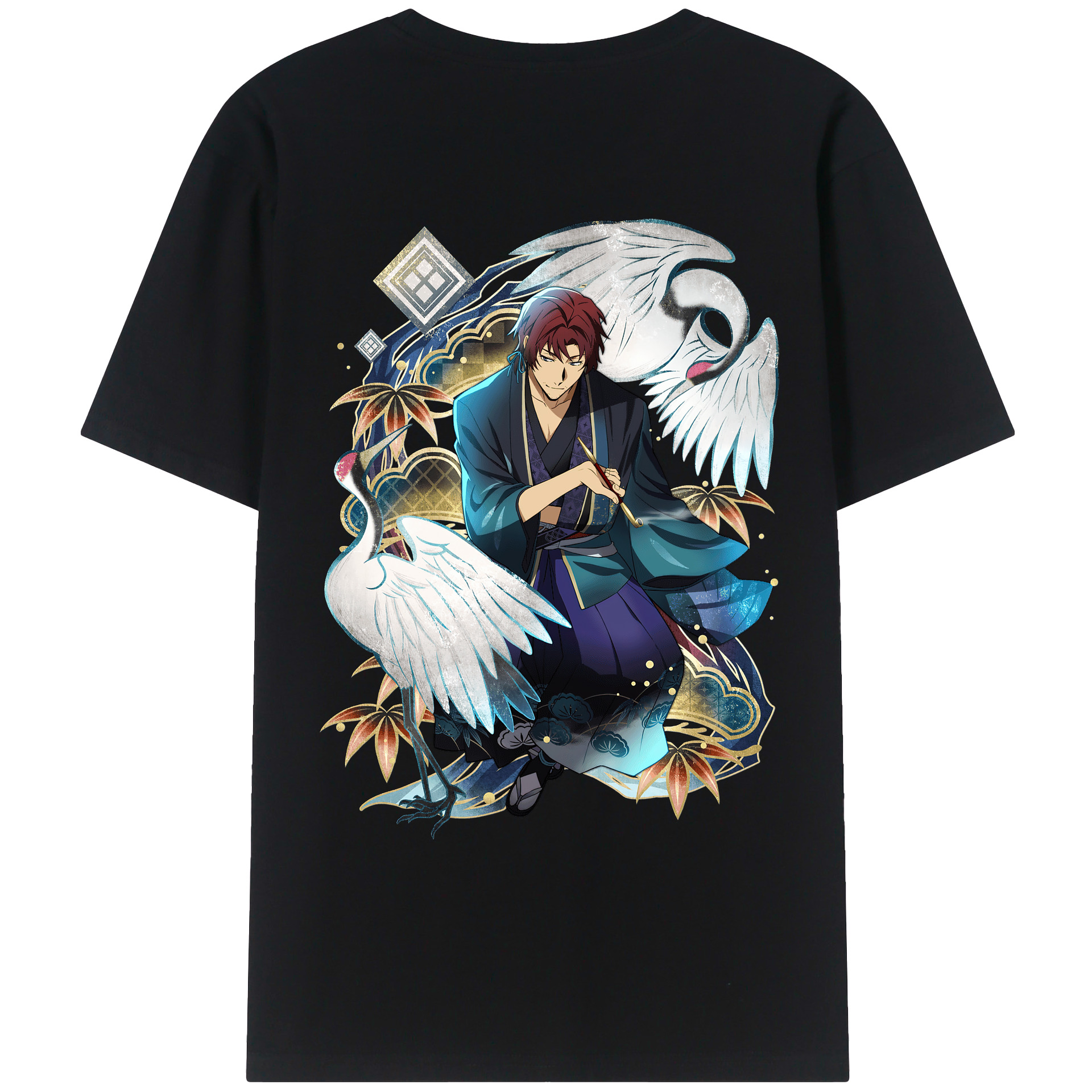（画像用） 文豪ストレイドッグス Bungo Stray Dogs 綿100％ メンズ半袖Tシャツ（バックプリント） 通気性