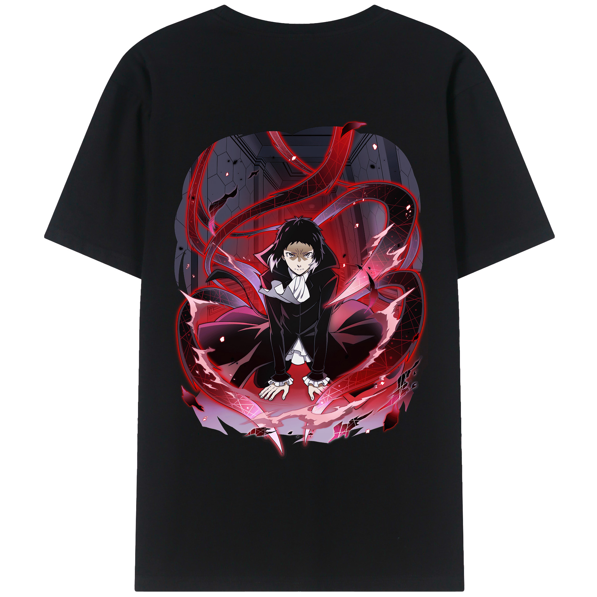 （画像用） 文豪ストレイドッグス Bungo Stray Dogs 綿100％ メンズ半袖Tシャツ（バックプリント） 通気性