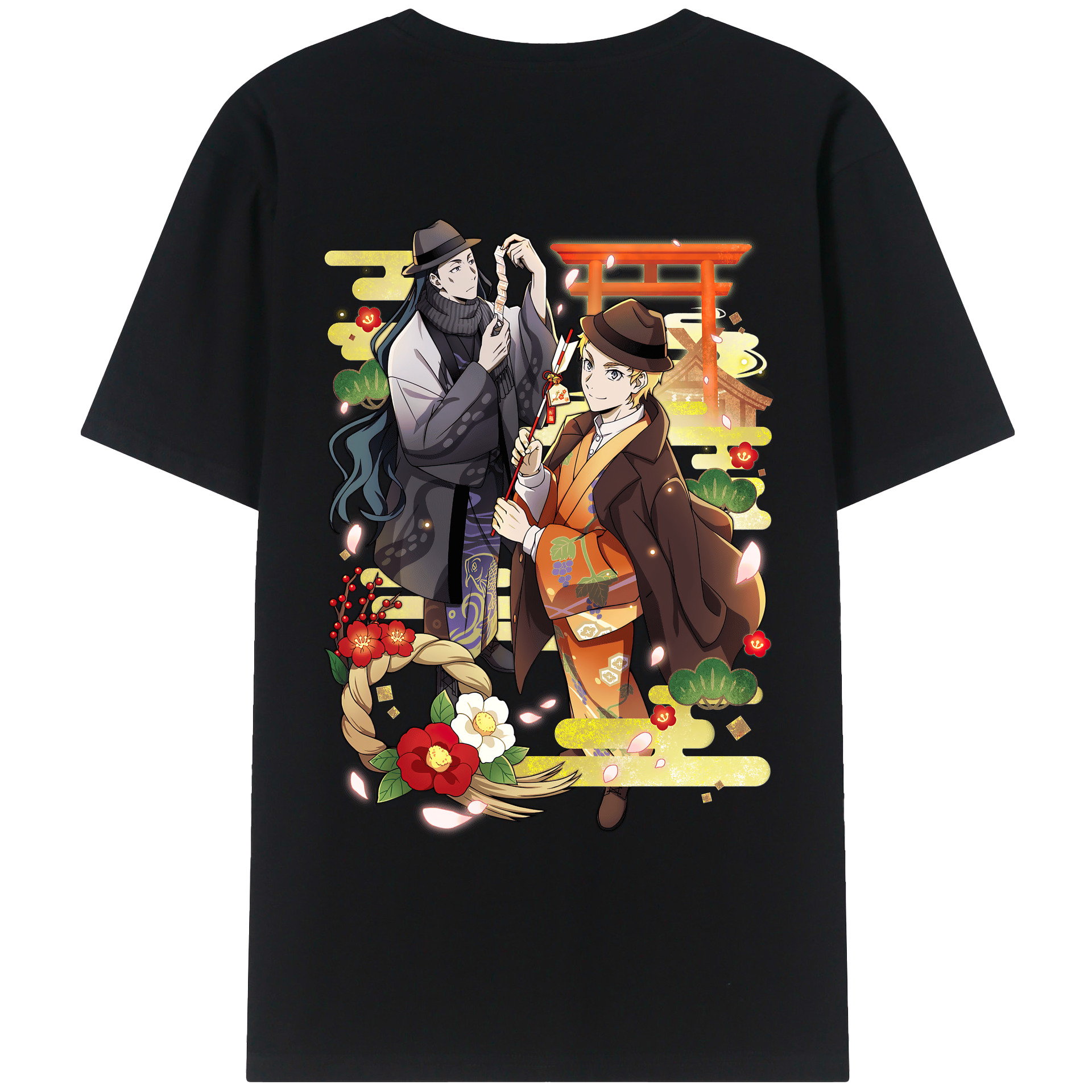 （画像用） 文豪ストレイドッグス Bungo Stray Dogs 綿100％ メンズ半袖Tシャツ（バックプリント） 通気性