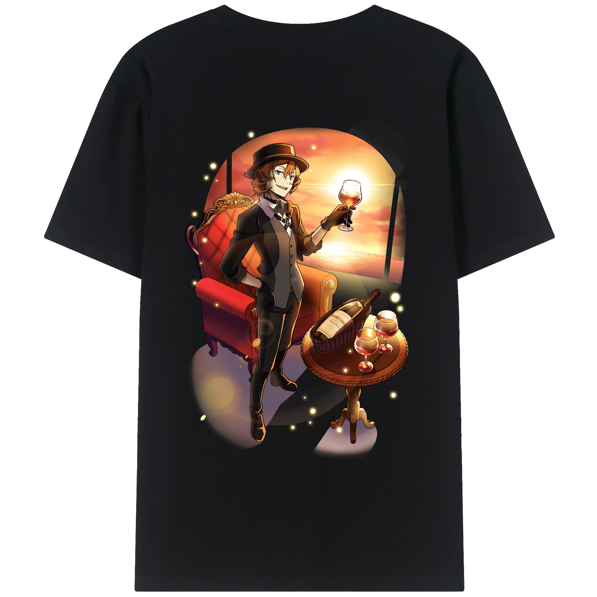 （画像用） 文豪ストレイドッグス Bungo Stray Dogs 綿100％ メンズ半袖Tシャツ（バックプリント） 通気性