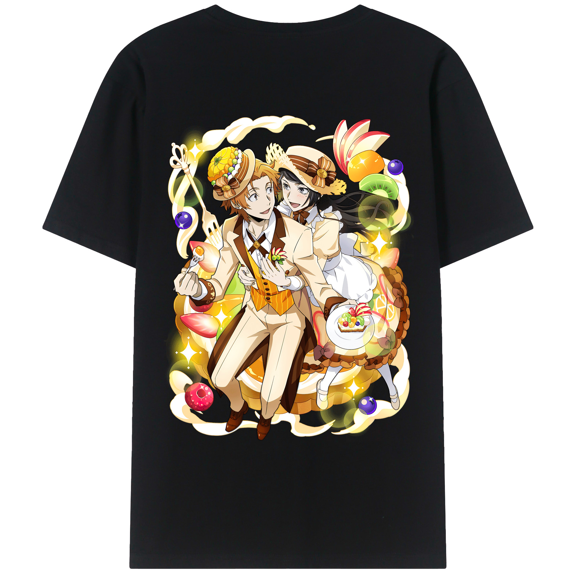 （画像用） 文豪ストレイドッグス Bungo Stray Dogs 綿100％ メンズ半袖Tシャツ（バックプリント） 通気性