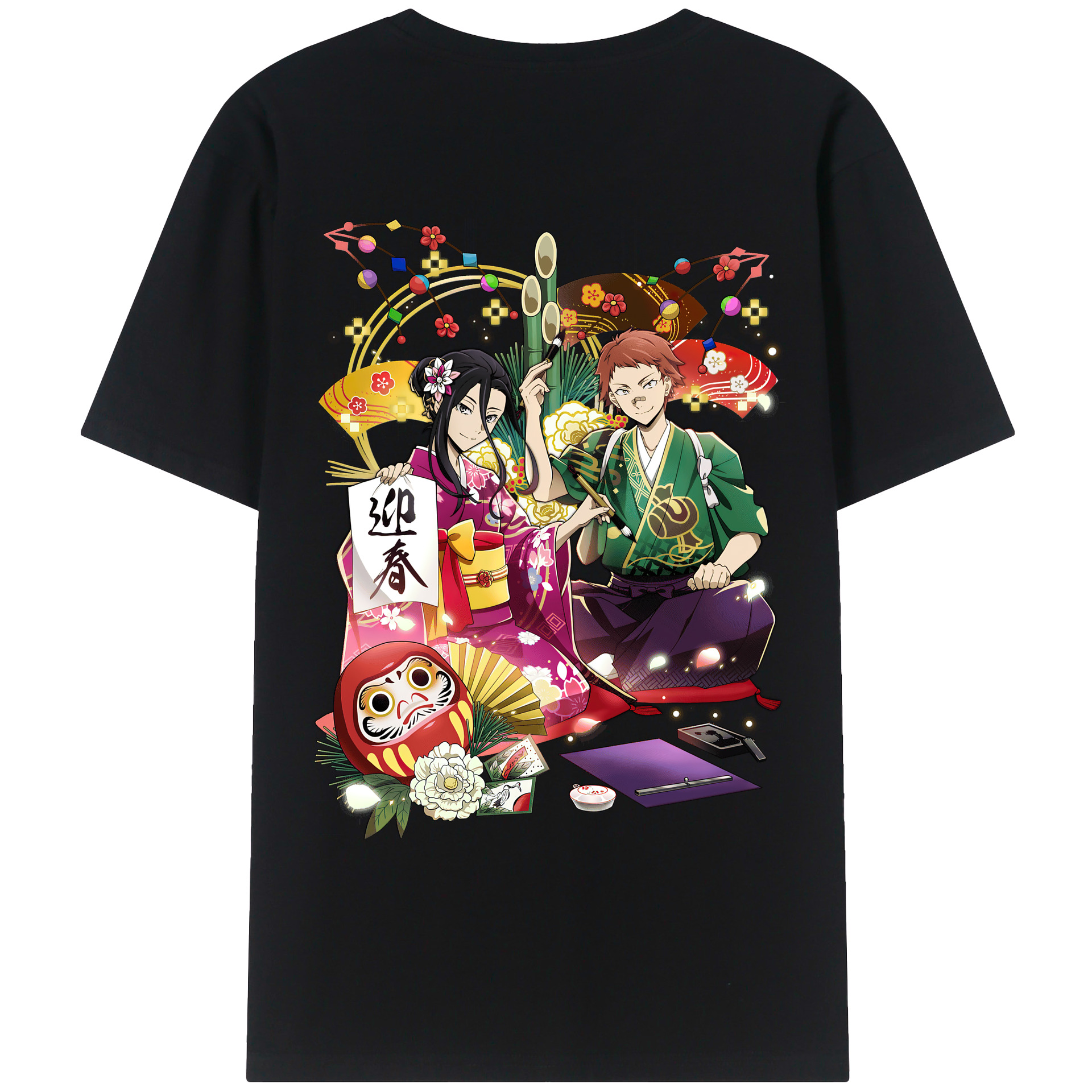 （画像用） 文豪ストレイドッグス Bungo Stray Dogs 綿100％ メンズ半袖Tシャツ（バックプリント） 通気性