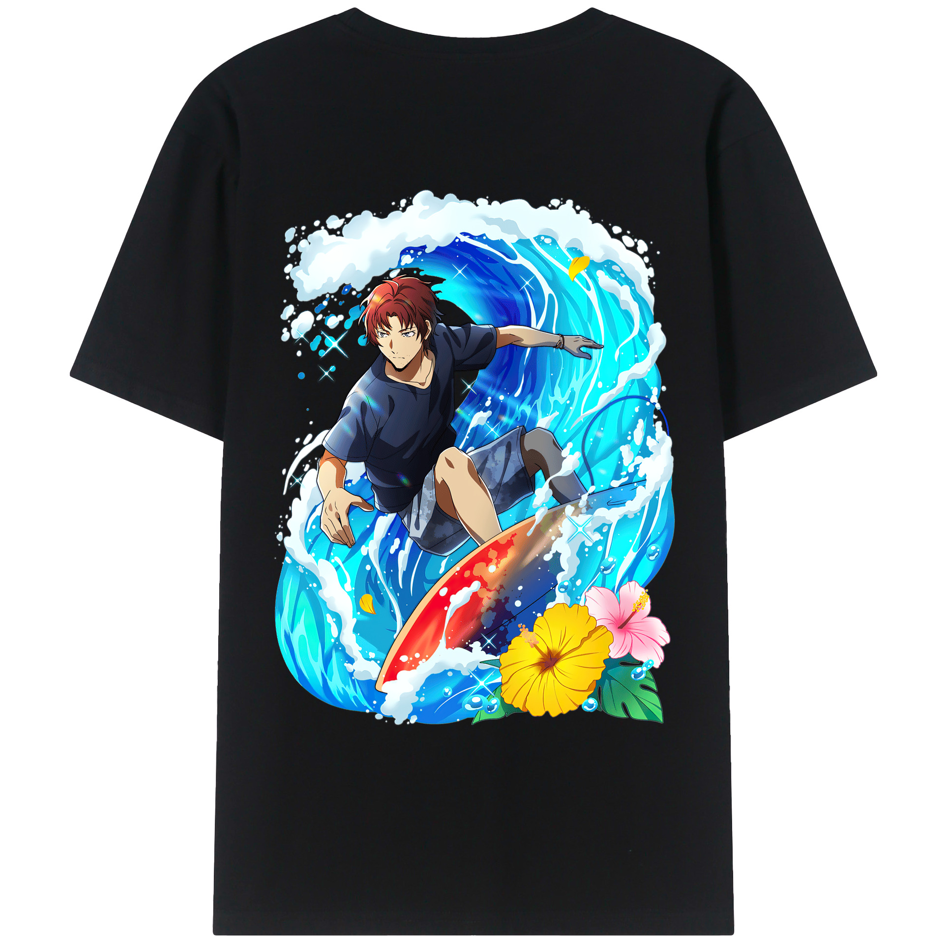 （画像用） 文豪ストレイドッグス Bungo Stray Dogs 綿100％ メンズ半袖Tシャツ（バックプリント） 通気性