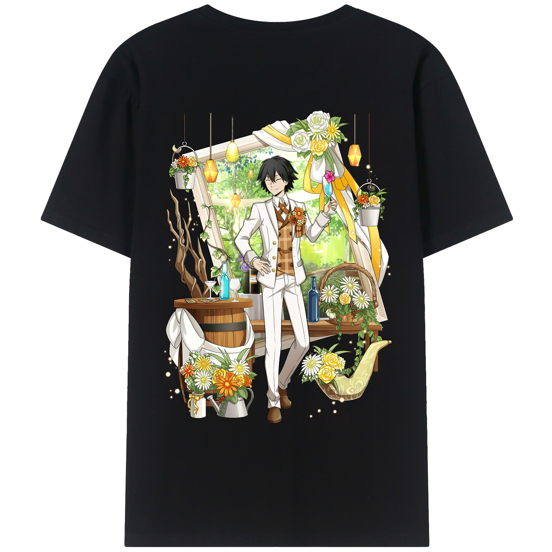 （画像用） 文豪ストレイドッグス Bungo Stray Dogs 綿100％ メンズ半袖Tシャツ（バックプリント） 通気性