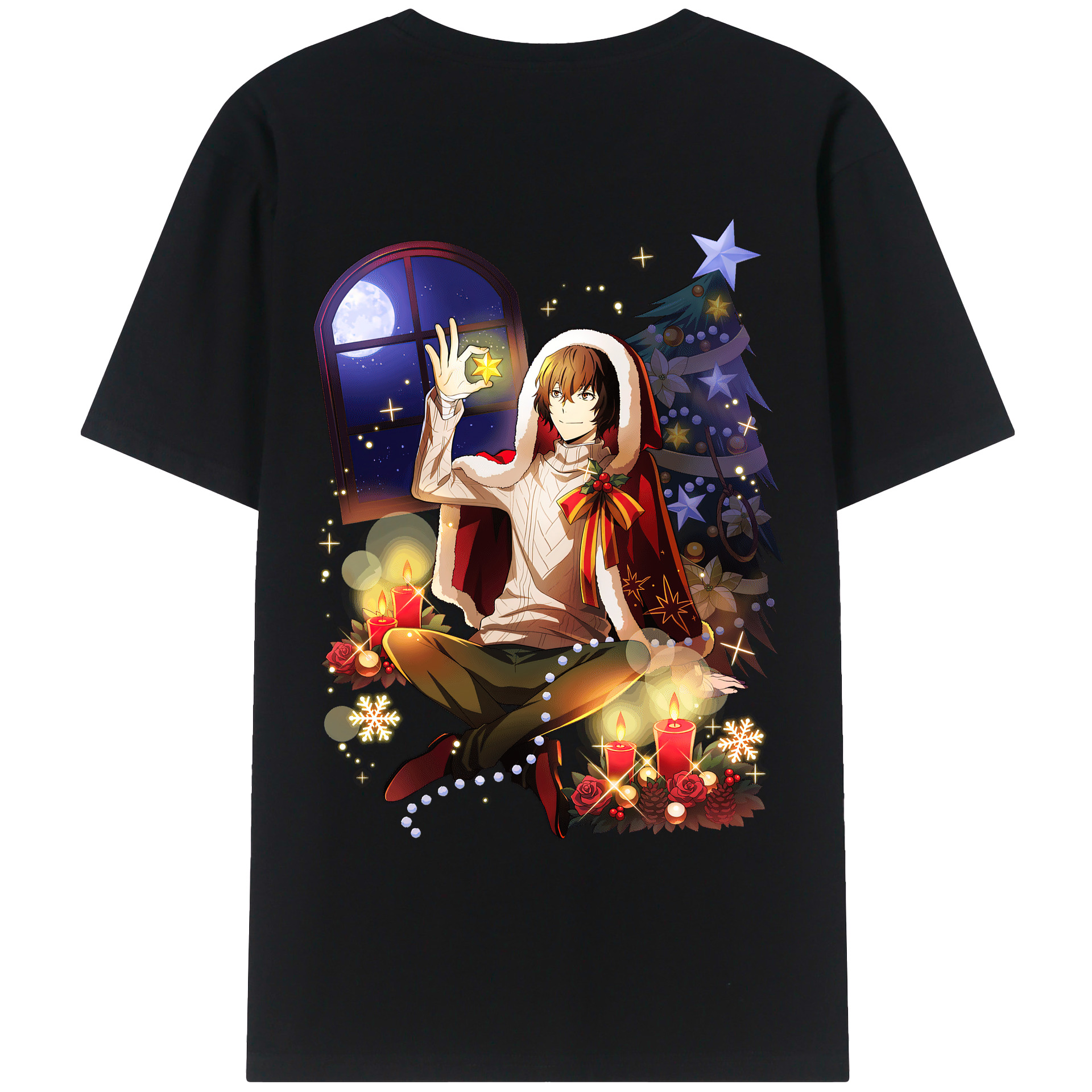 （画像用） 文豪ストレイドッグス Bungo Stray Dogs 綿100％ メンズ半袖Tシャツ（バックプリント） 通気性