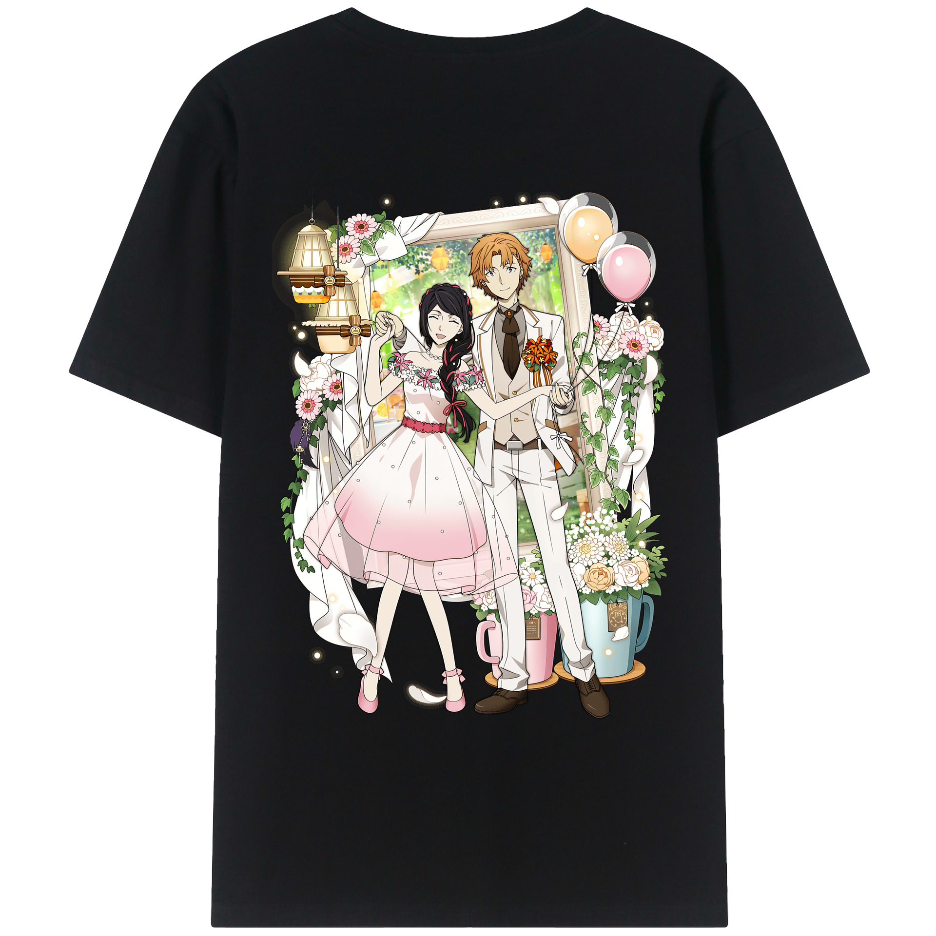 （画像用） 文豪ストレイドッグス Bungo Stray Dogs 綿100％ メンズ半袖Tシャツ（バックプリント） 通気性