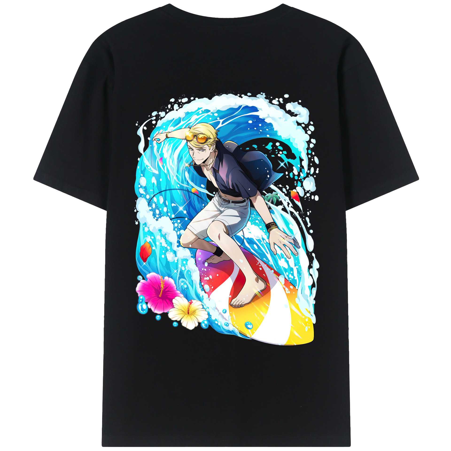 （画像用） 文豪ストレイドッグス Bungo Stray Dogs 綿100％ メンズ半袖Tシャツ（バックプリント） 通気性