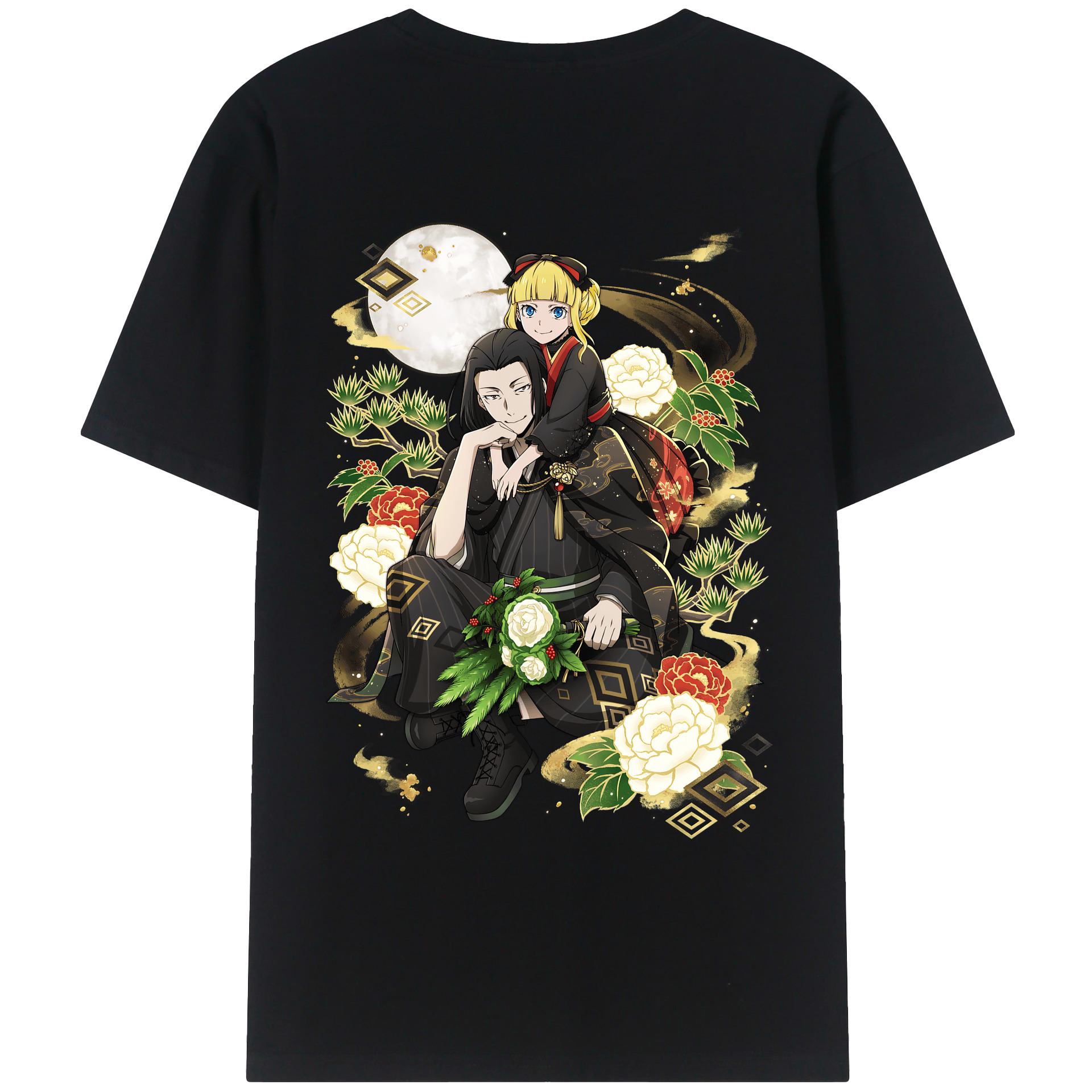 （画像用） 文豪ストレイドッグス Bungo Stray Dogs 綿100％ メンズ半袖Tシャツ（バックプリント） 通気性