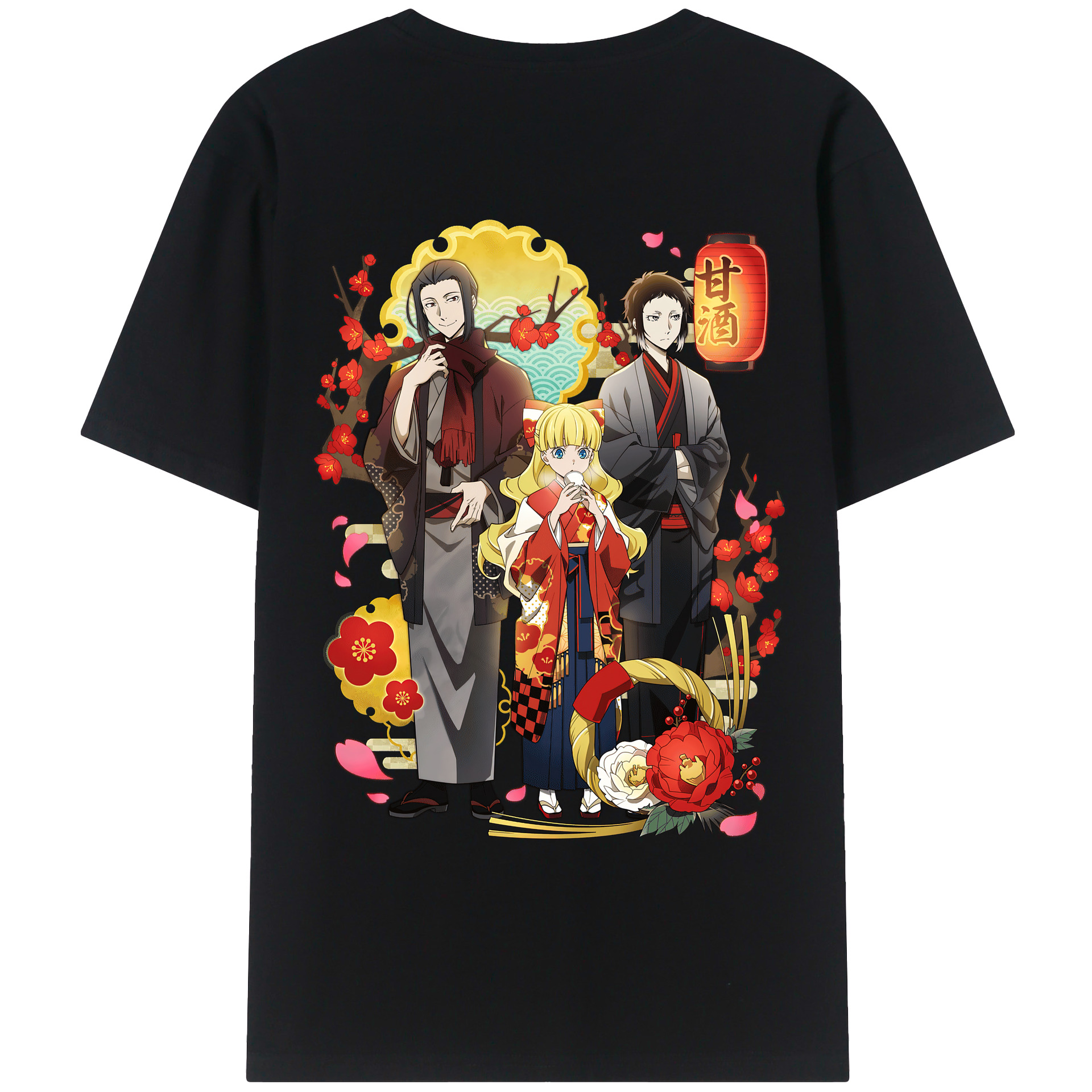 （画像用） 文豪ストレイドッグス Bungo Stray Dogs 綿100％ メンズ半袖Tシャツ（バックプリント） 通気性