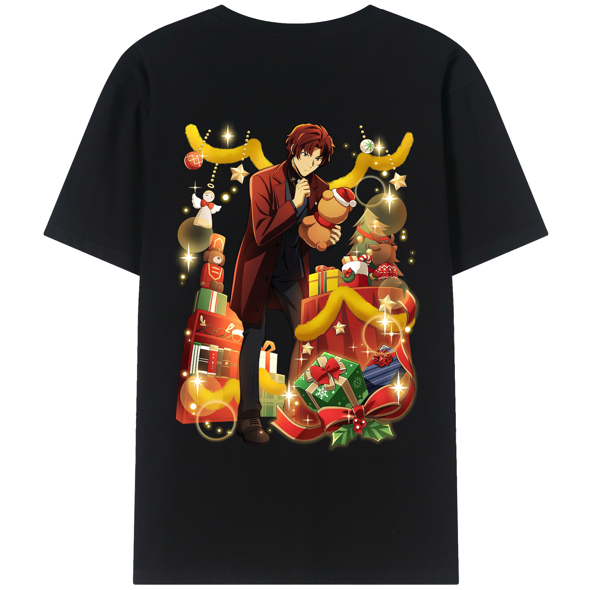 （画像用） 文豪ストレイドッグス Bungo Stray Dogs 綿100％ メンズ半袖Tシャツ（バックプリント） 通気性