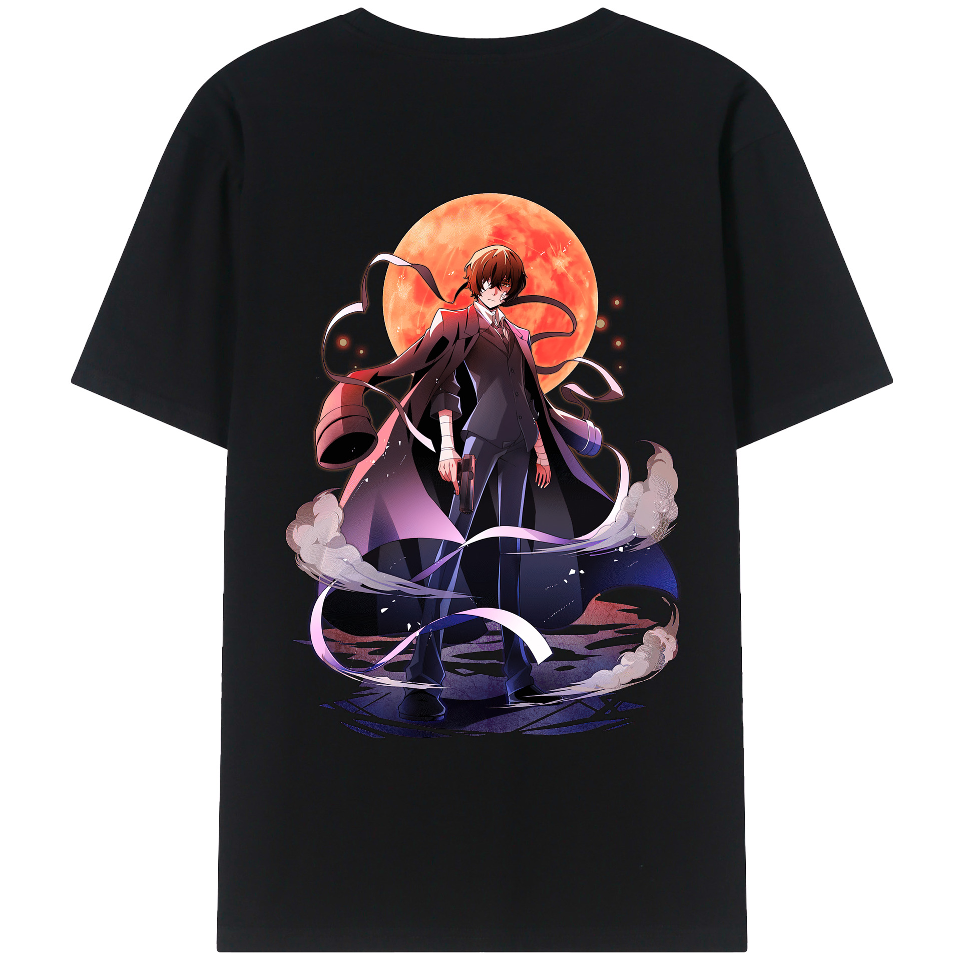（画像用） 文豪ストレイドッグス Bungo Stray Dogs 綿100％ メンズ半袖Tシャツ（バックプリント） 通気性