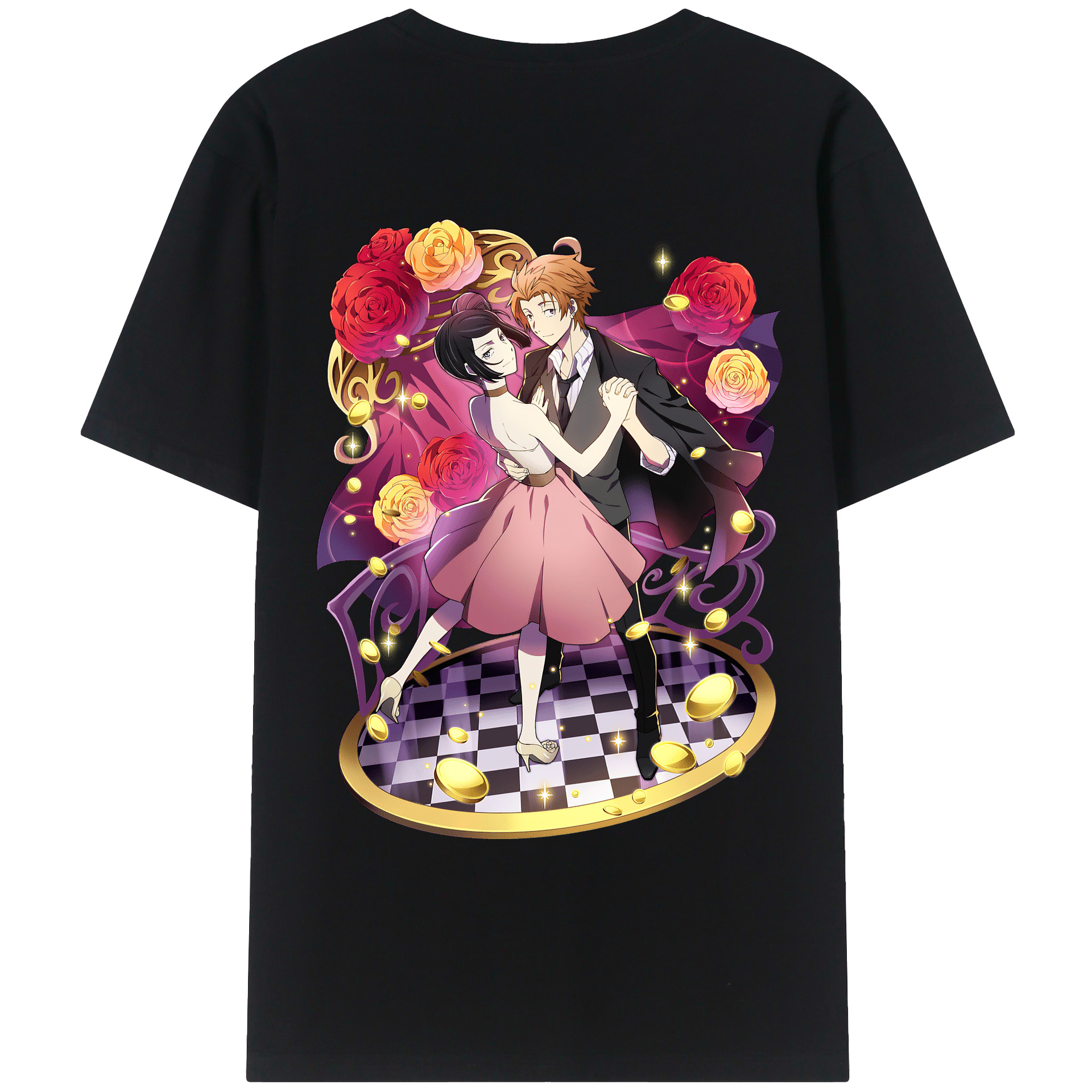（画像用） 文豪ストレイドッグス Bungo Stray Dogs 綿100％ メンズ半袖Tシャツ（バックプリント） 通気性