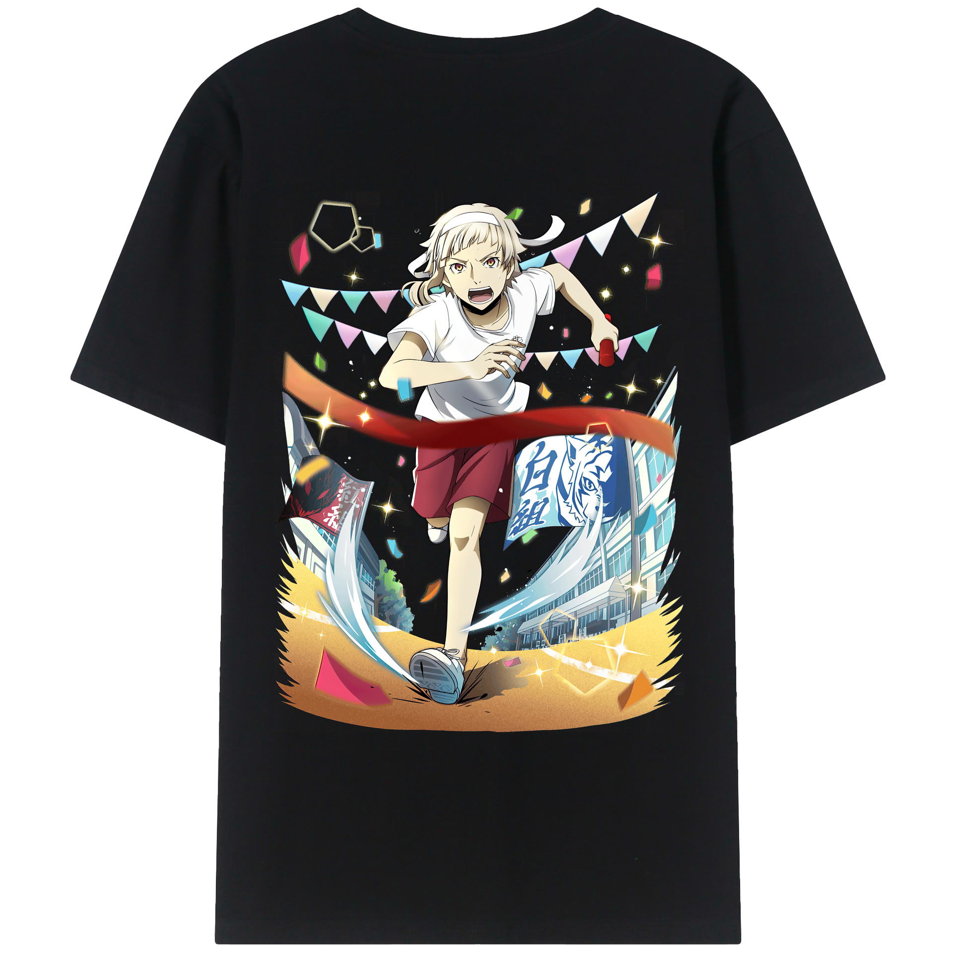 （画像用） 文豪ストレイドッグス Bungo Stray Dogs 綿100％ メンズ半袖Tシャツ（バックプリント） 通気性
