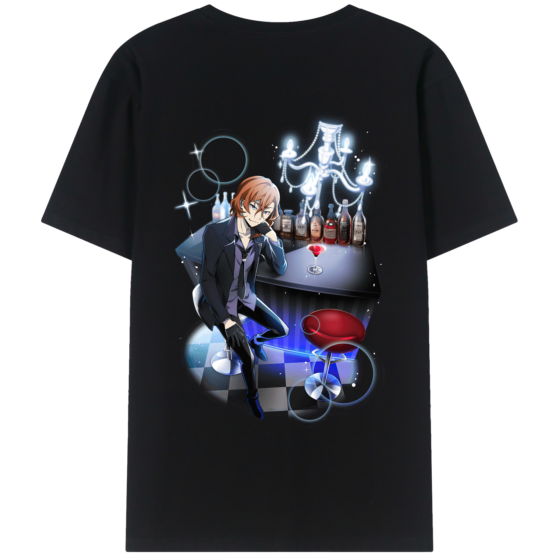 （画像用） 文豪ストレイドッグス Bungo Stray Dogs 綿100％ メンズ半袖Tシャツ（バックプリント） 通気性