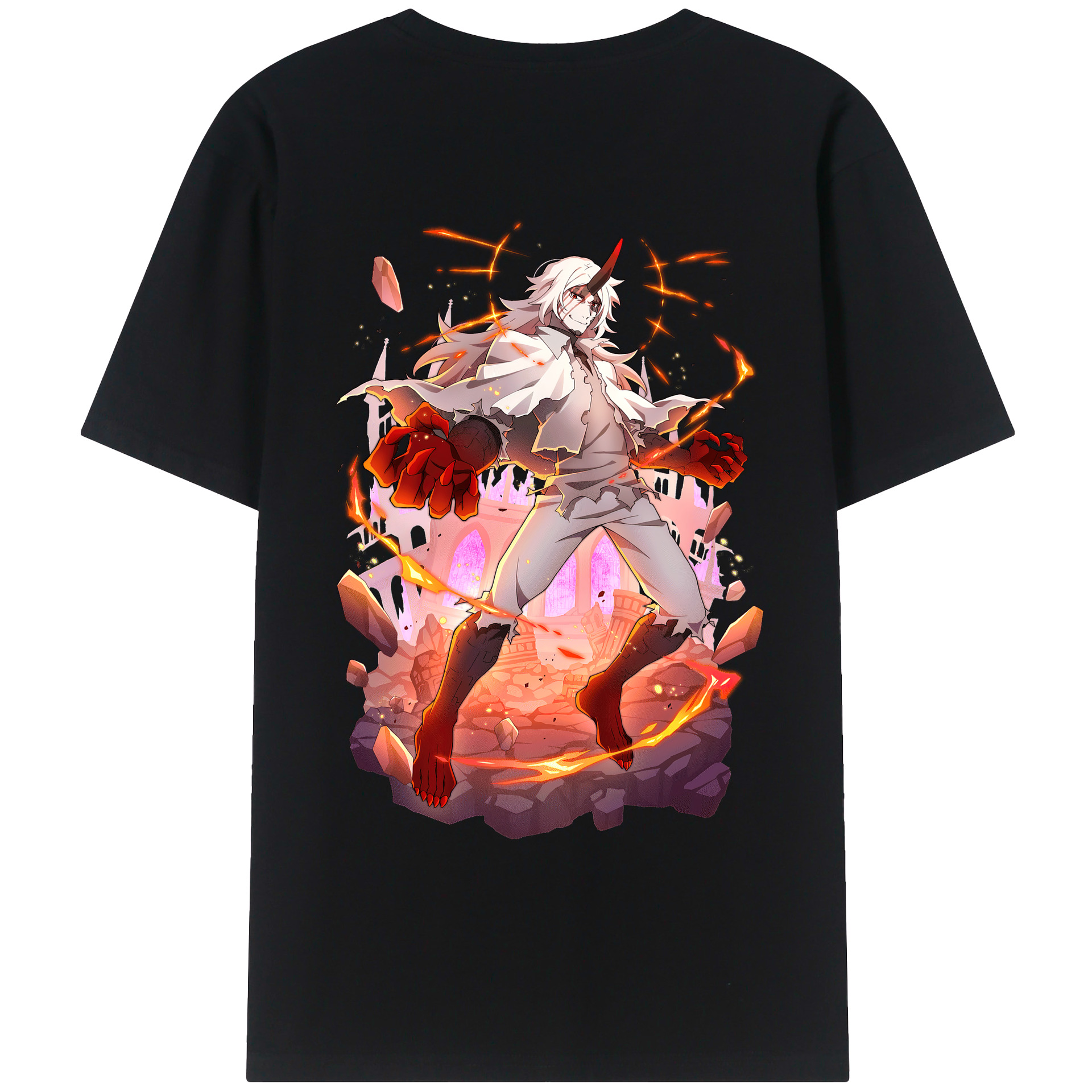 （画像用） 文豪ストレイドッグス Bungo Stray Dogs 綿100％ メンズ半袖Tシャツ（バックプリント） 通気性