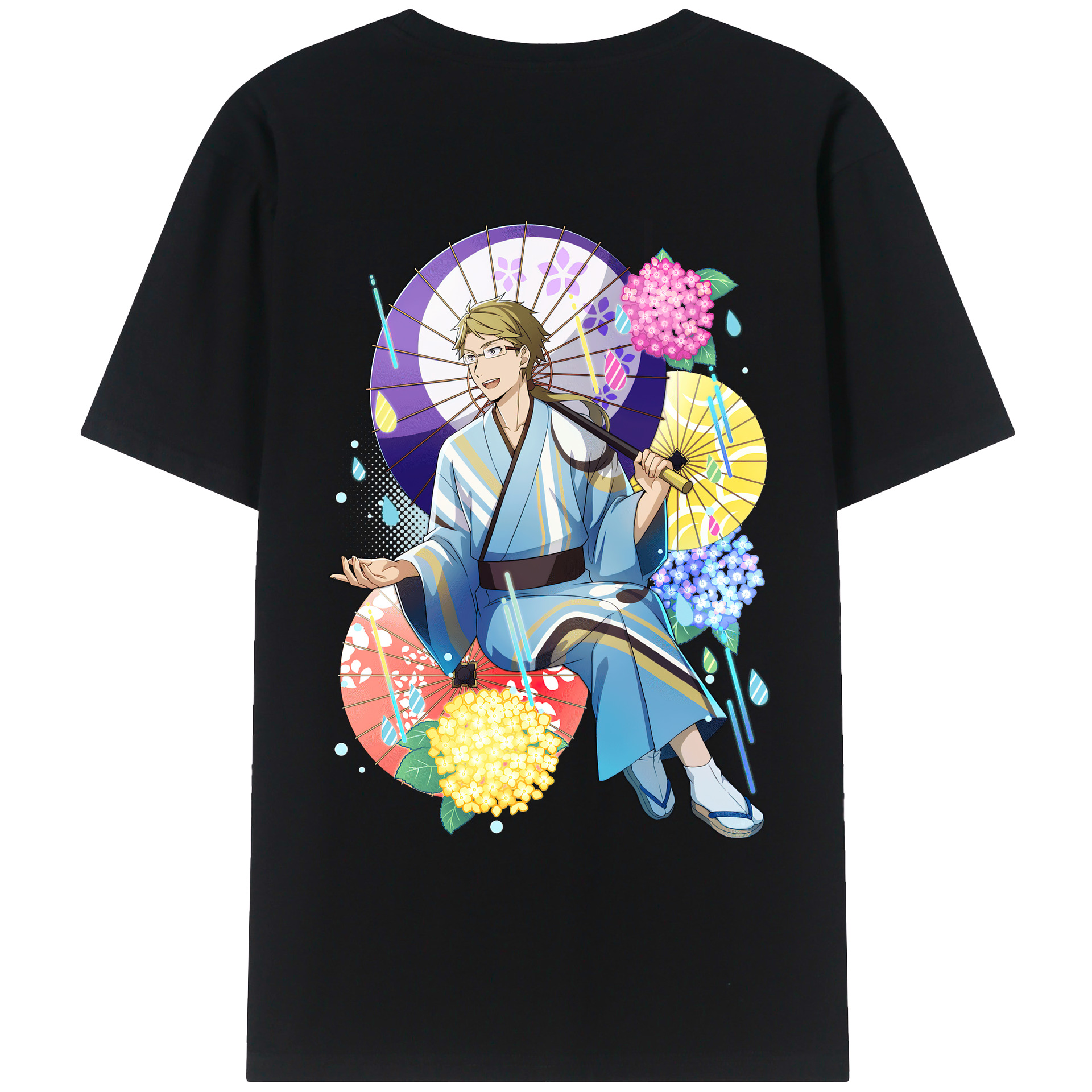 （画像用） 文豪ストレイドッグス Bungo Stray Dogs 綿100％ メンズ半袖Tシャツ（バックプリント） 通気性