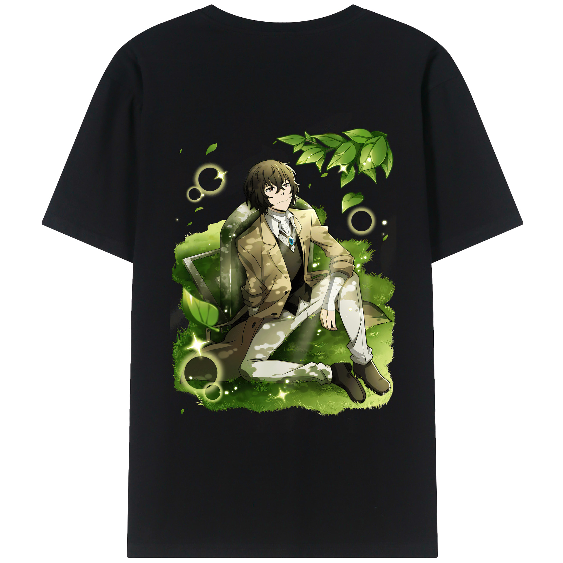 （画像用） 文豪ストレイドッグス Bungo Stray Dogs 綿100％ メンズ半袖Tシャツ（バックプリント） 通気性