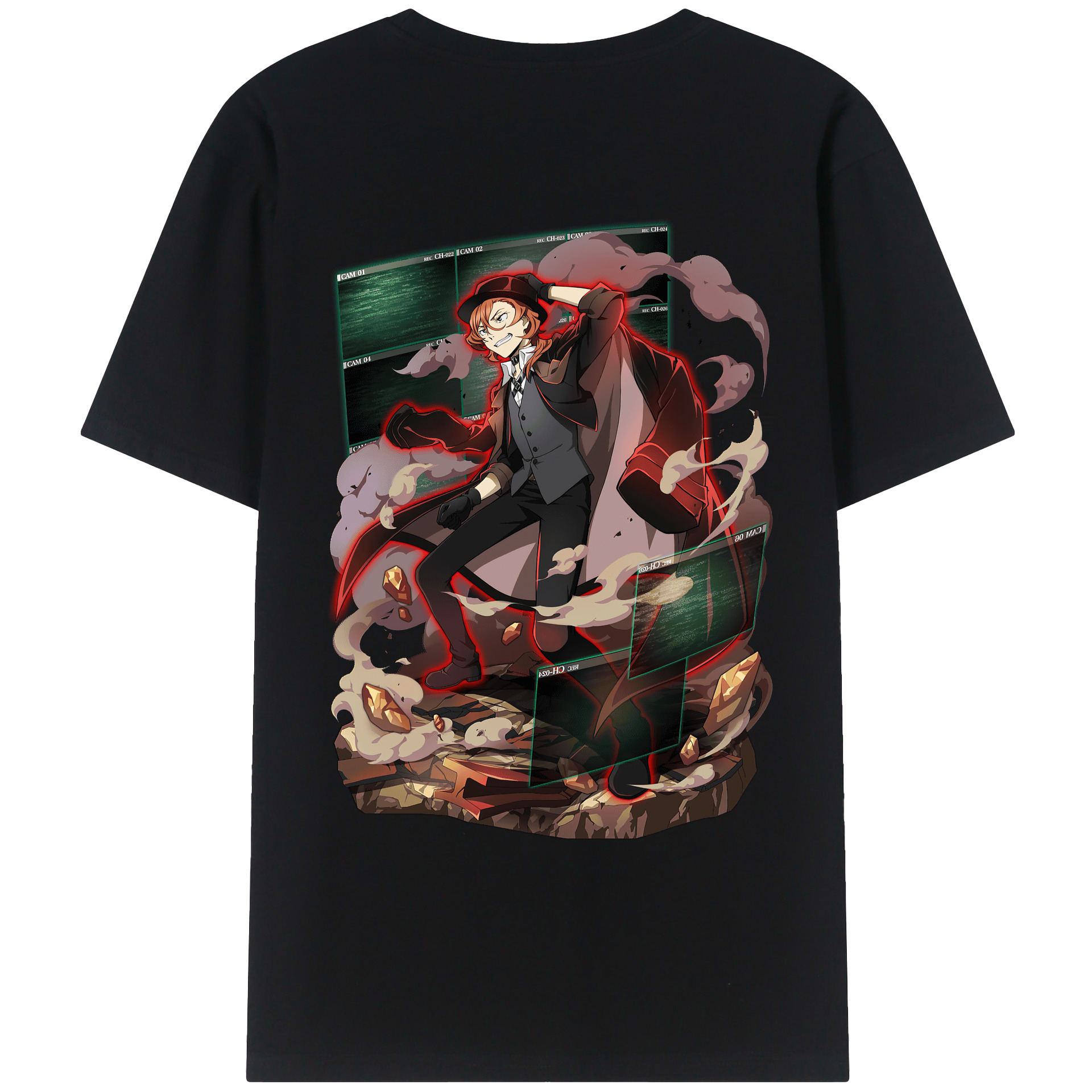 （画像用） 文豪ストレイドッグス Bungo Stray Dogs 綿100％ メンズ半袖Tシャツ（バックプリント） 通気性