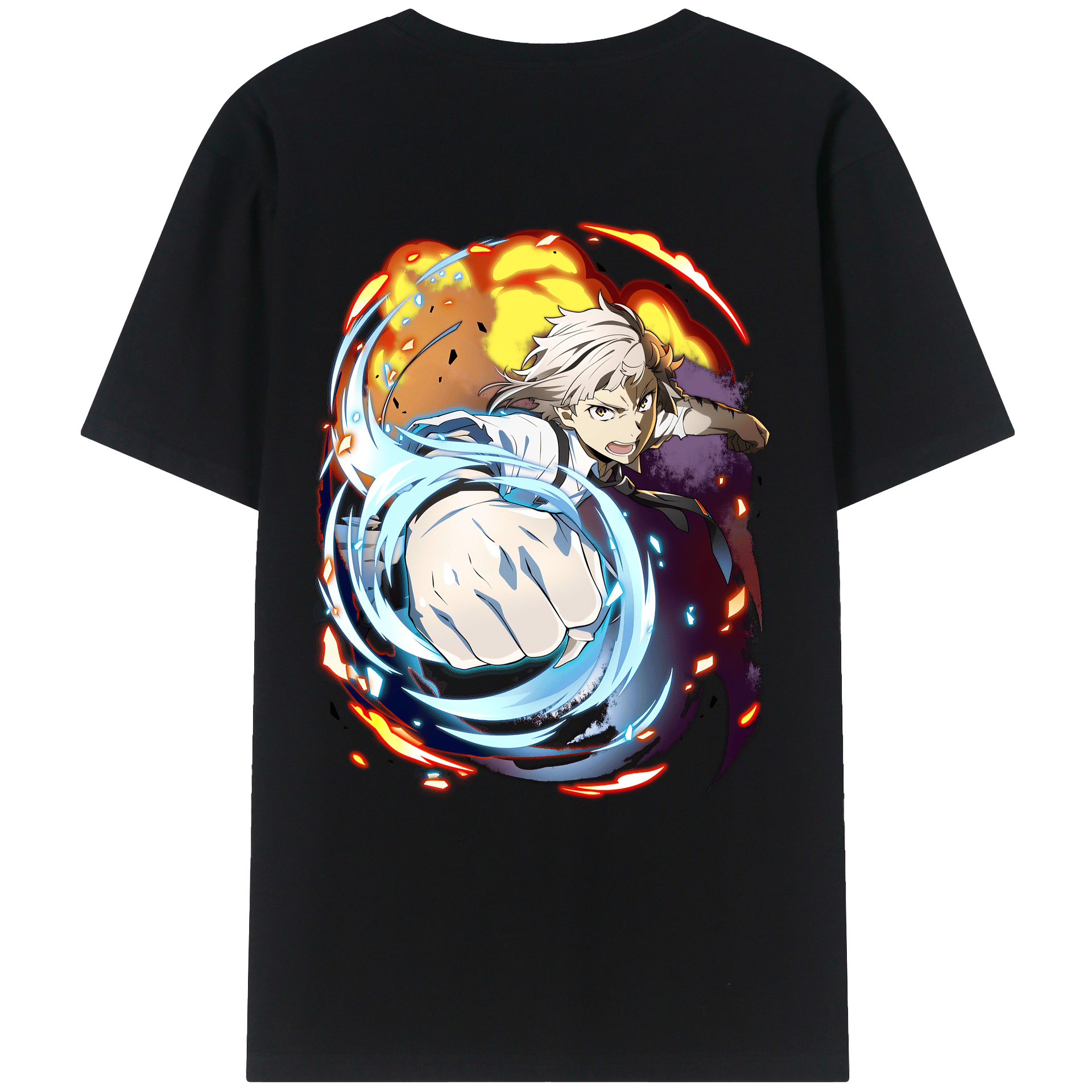 （画像用） 文豪ストレイドッグス Bungo Stray Dogs 綿100％ メンズ半袖Tシャツ（バックプリント） 通気性
