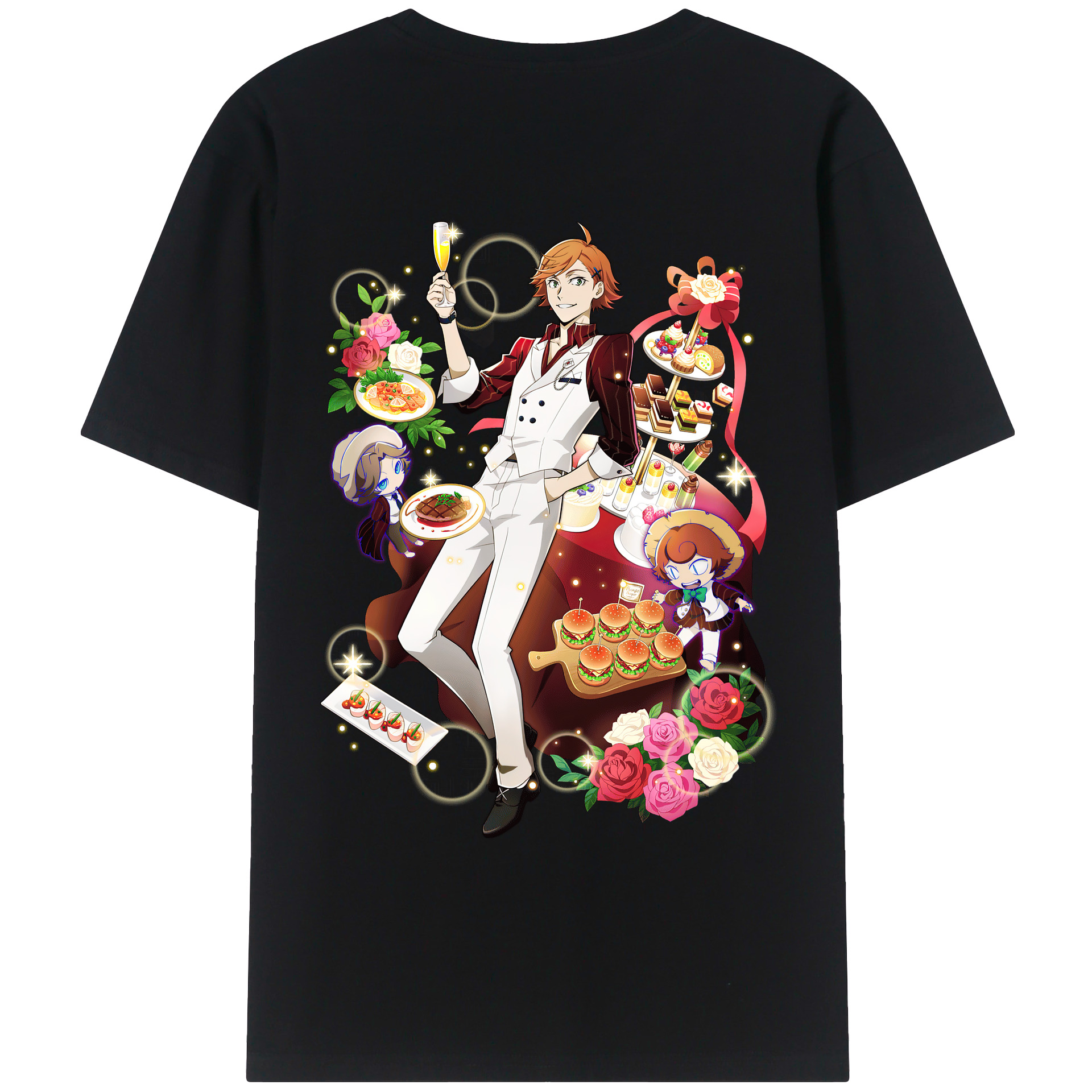 （画像用） 文豪ストレイドッグス Bungo Stray Dogs 綿100％ メンズ半袖Tシャツ（バックプリント） 通気性
